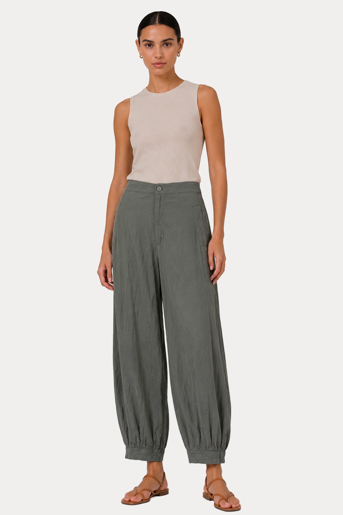 Transit Relaxed Fit Beli Lastikli İpek Pantolon