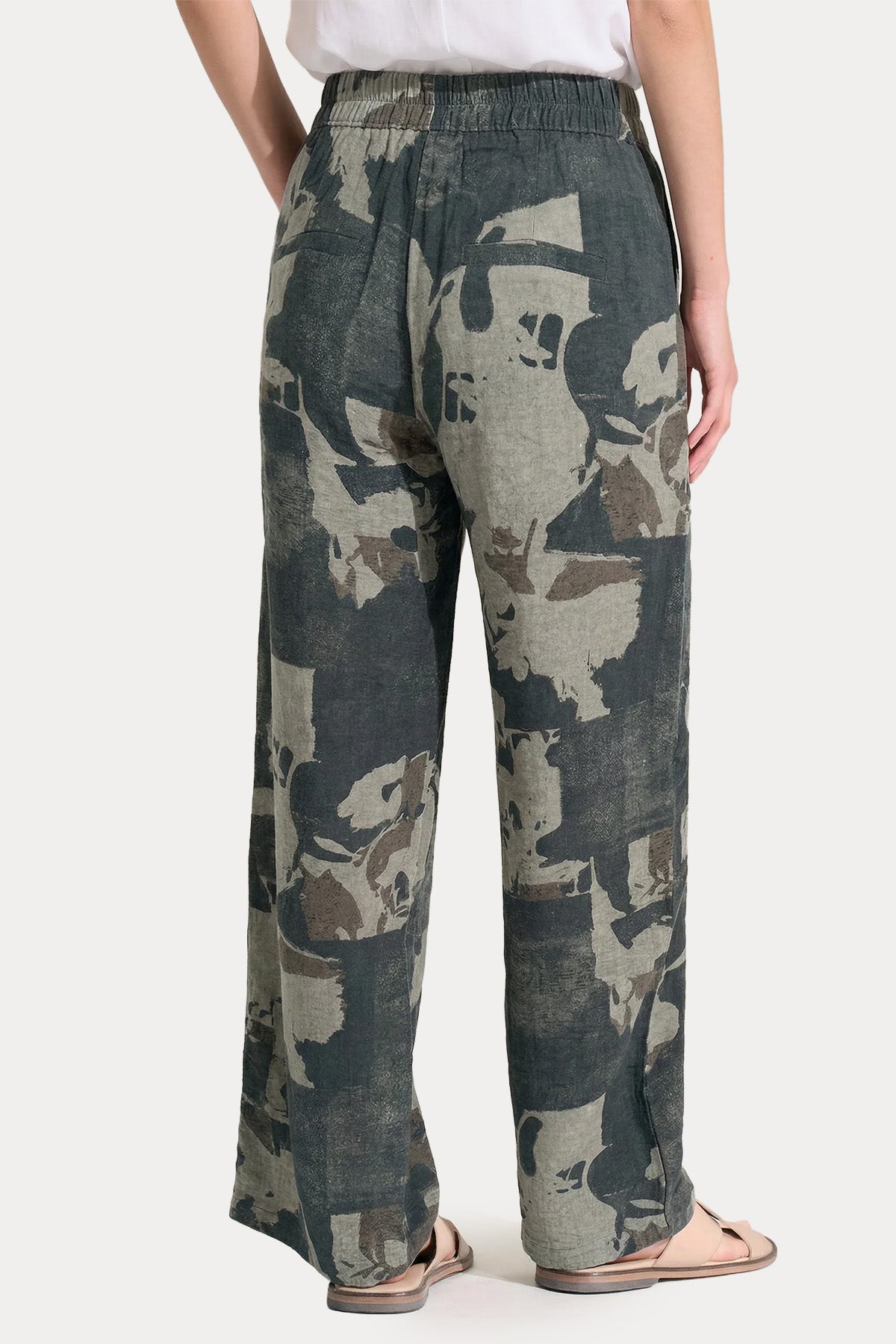 Transit Relaxed Fit Desenli Keten Pantolon-Pantolon-Libas