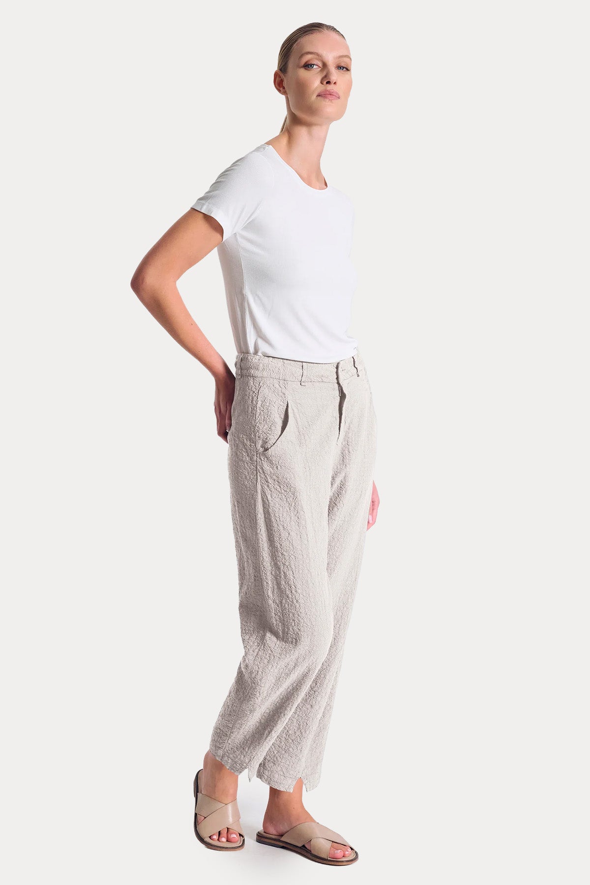 Transit Loose Fit Dokulu Kumaş Pantolon-Pantolon-Libas
