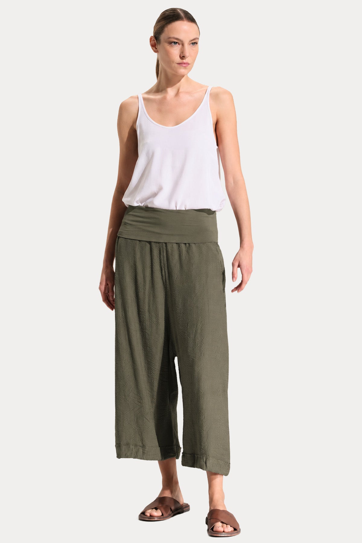 Transit Relaxed Fit Streç İpek Pantolon