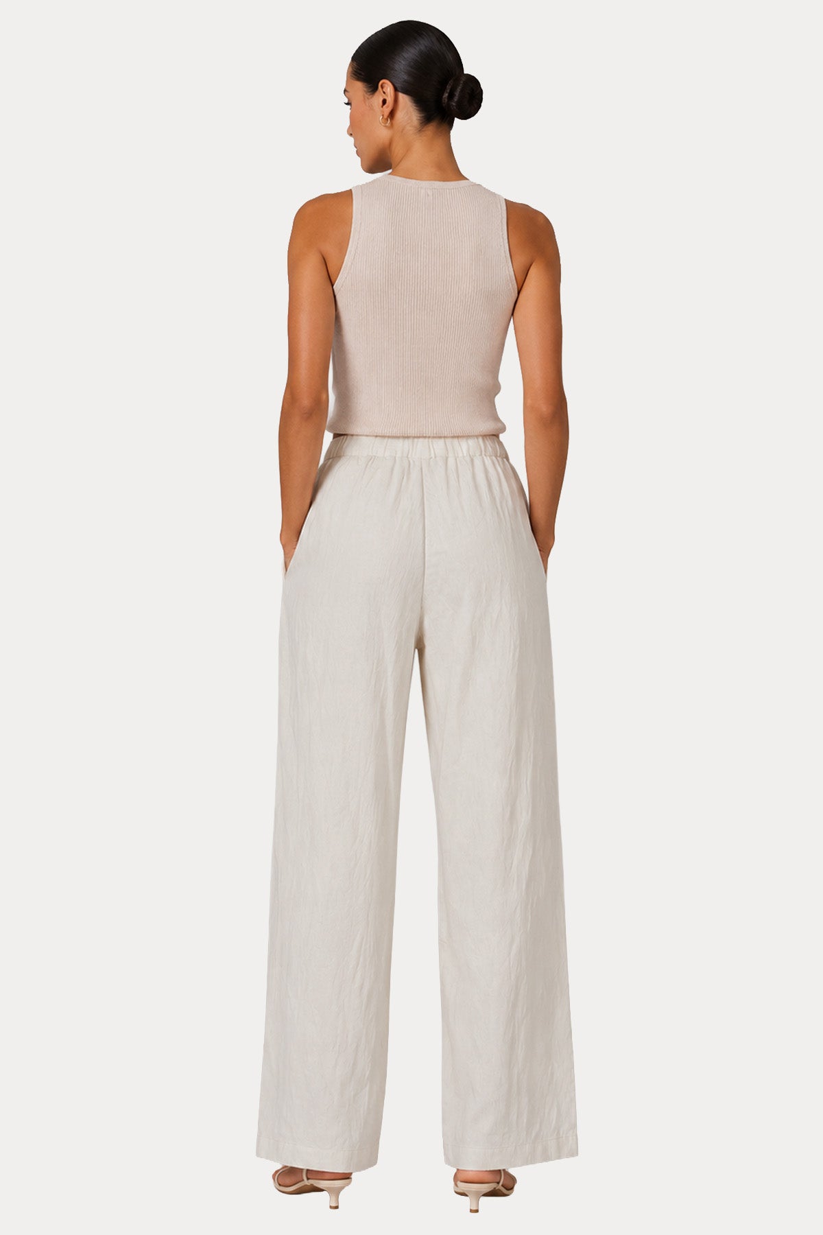 Transit Relaxed Fit Beli Lastikli Keten Pantolon
