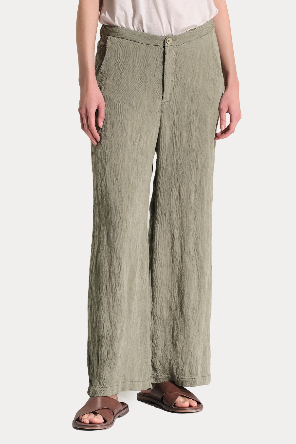Transit Relaxed Fit Dokulu Keten Pantolon