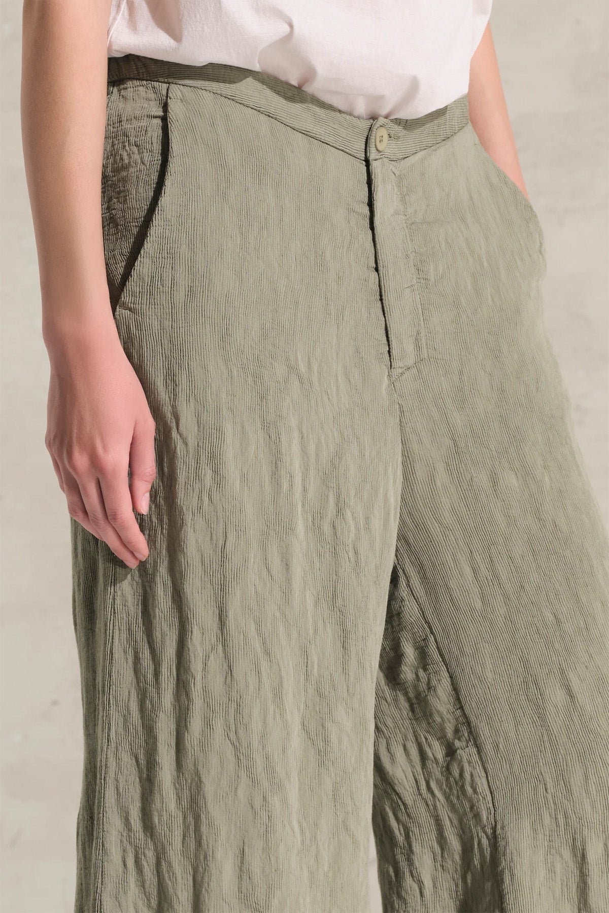 Transit Relaxed Fit Dokulu Keten Pantolon