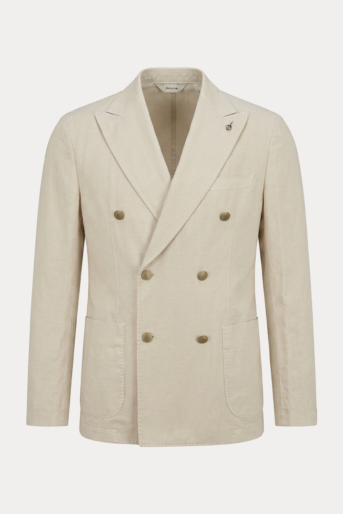 Paoloni Kruvaze Keten Blazer Ceket-Ceket-Libas
