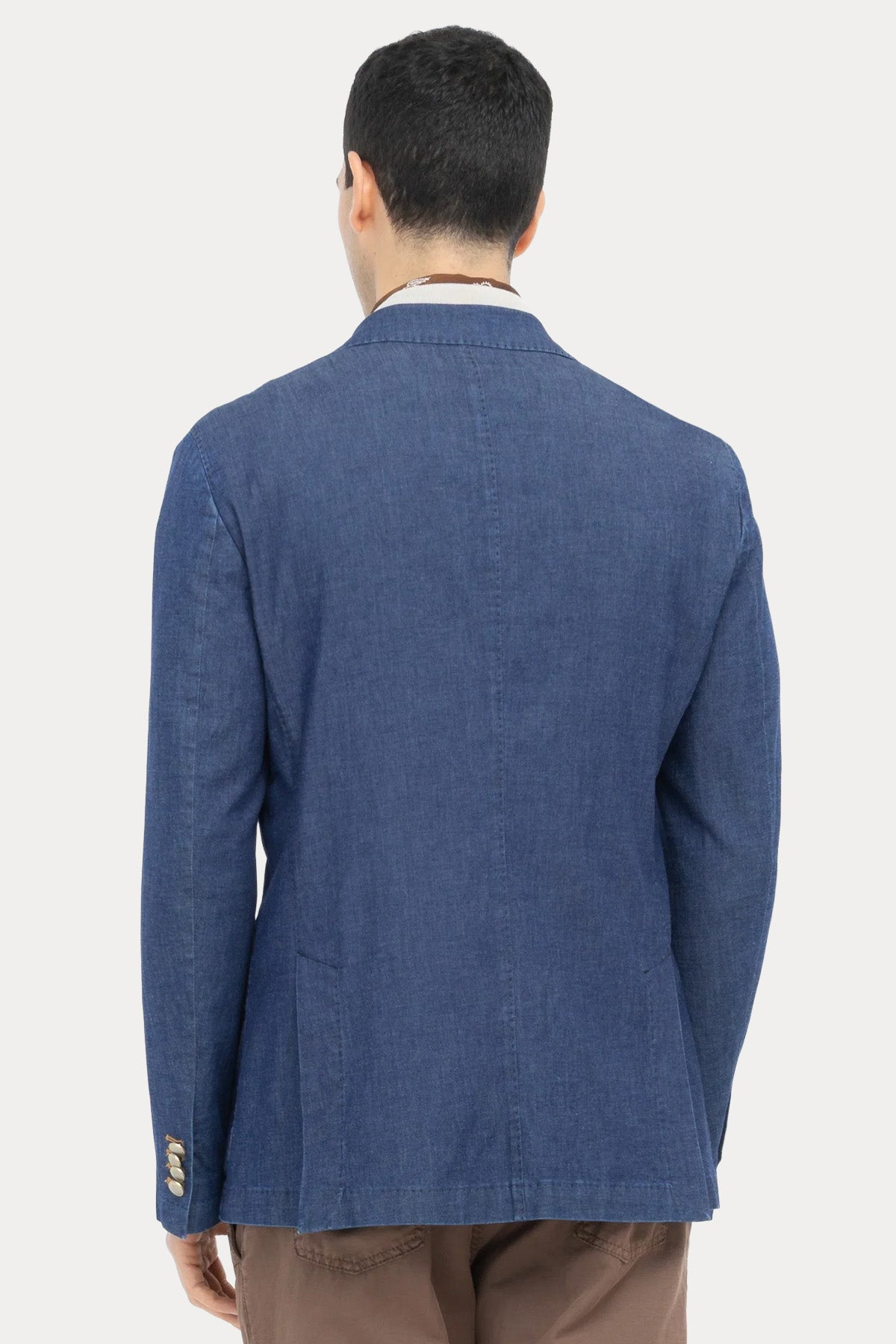 Paoloni Kruvaze Streç Denim Blazer Ceket-Ceket-Libas