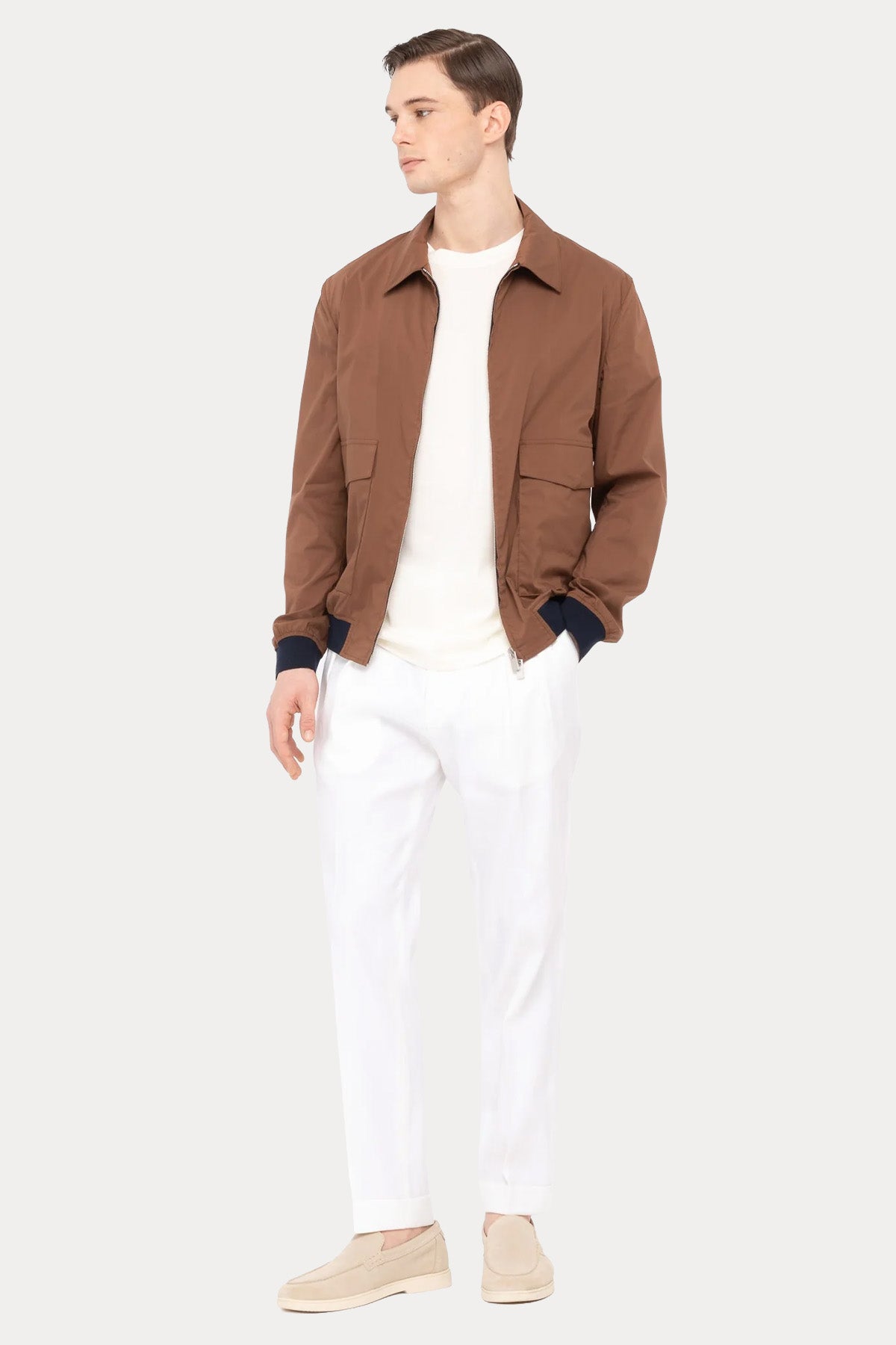 Paoloni Wide Fit Tek Pile Keten Pantolon-Pantolon-Libas