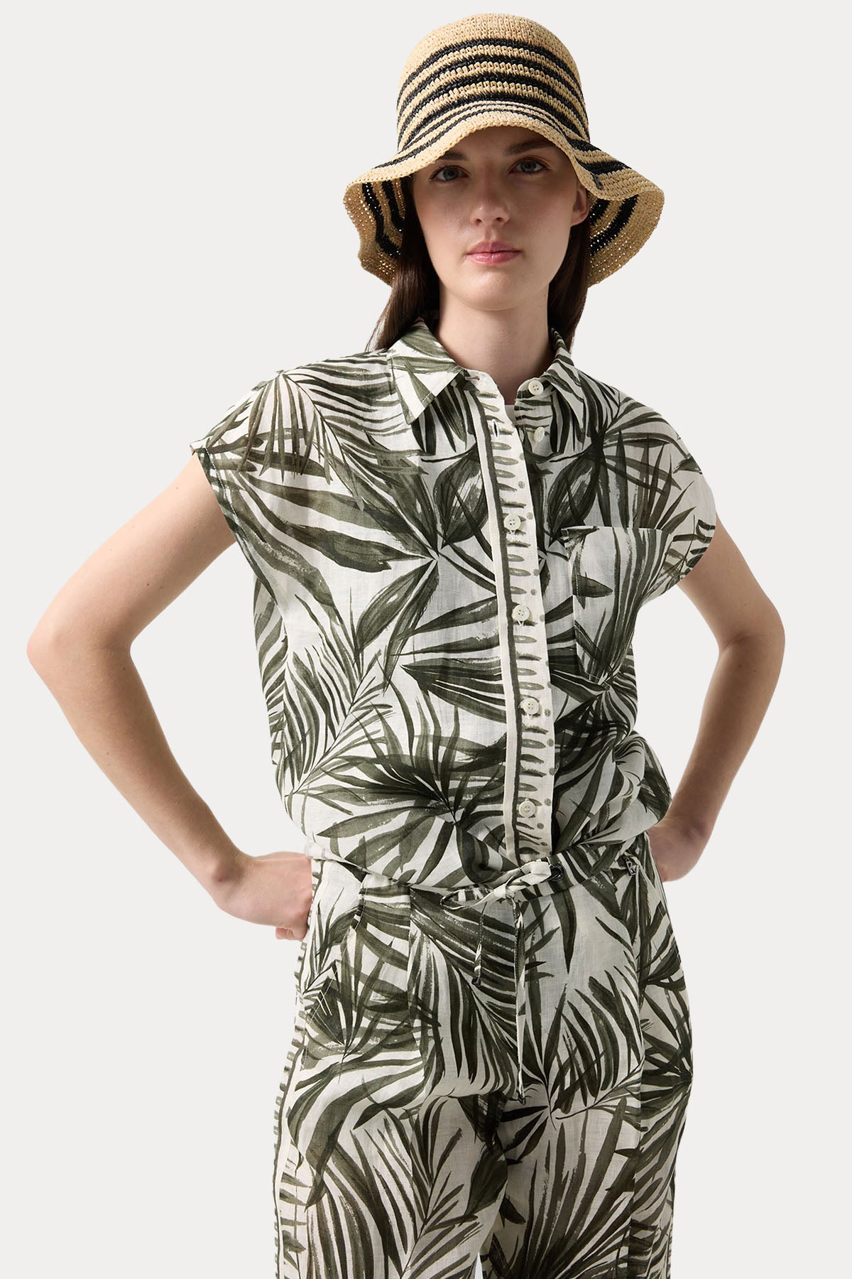 Bogner Charlet Regular Fit Desenli Keten Gömlek