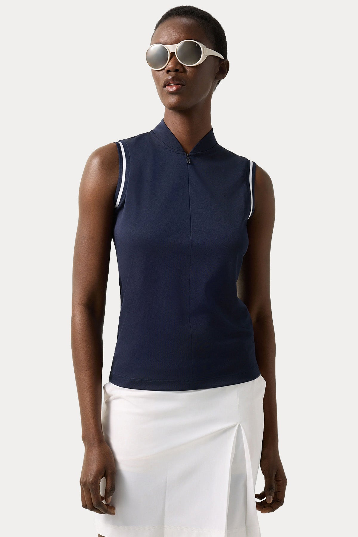 Bogner Evi Dik Yaka Yarım Fermuarlı Streç T-shirt