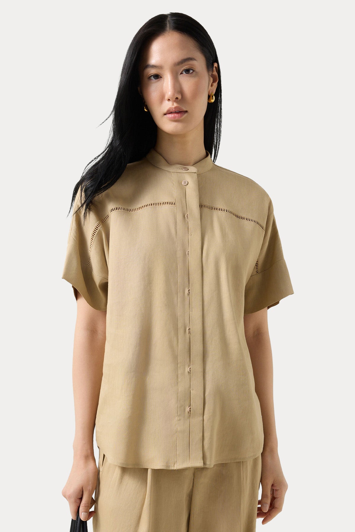 Bogner Cheryl Loose Fit Streç Keten Gömlek