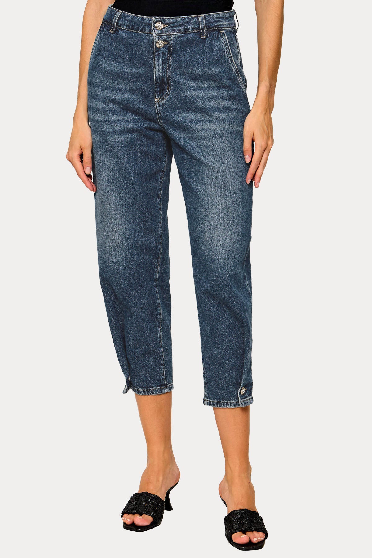 Liu Jo Balloon Fit Yüksek Belli Yıkamalı Crop Jeans