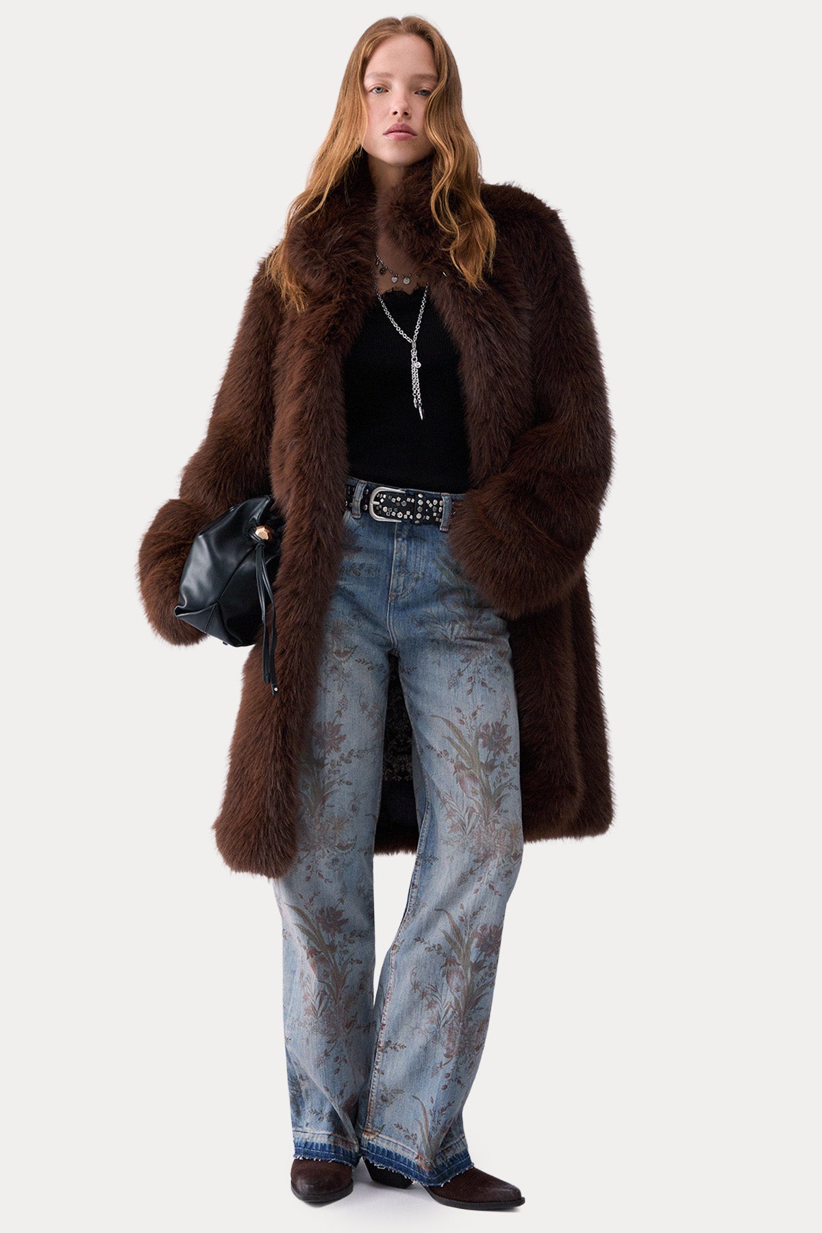 Liu Jo Wide Leg Çiçek Desenli Yıkamalı Jeans