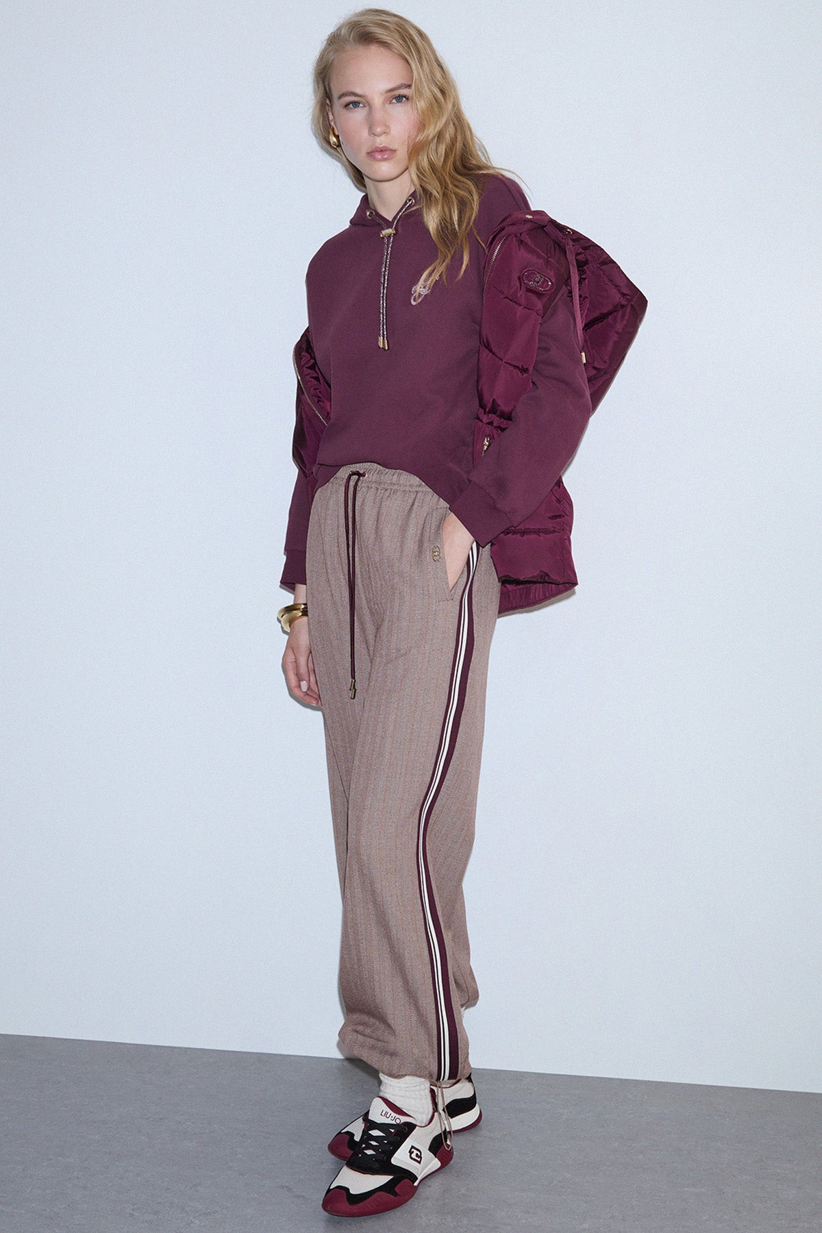 Liu Jo Regular Fit Balıksırtı Şerit Desenli Streç Ceket Pantolon Set