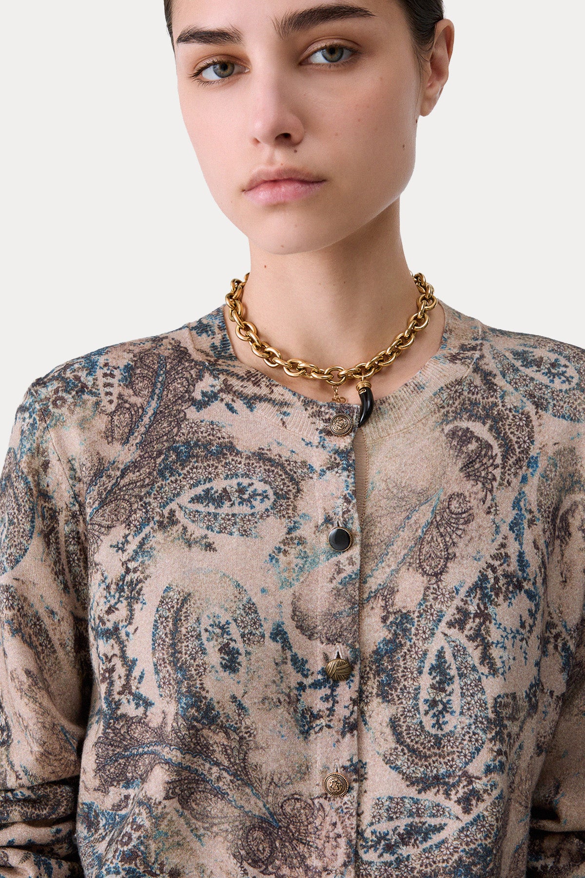 Liu Jo Vintage Paisley Desenli Yün Triko Ceket