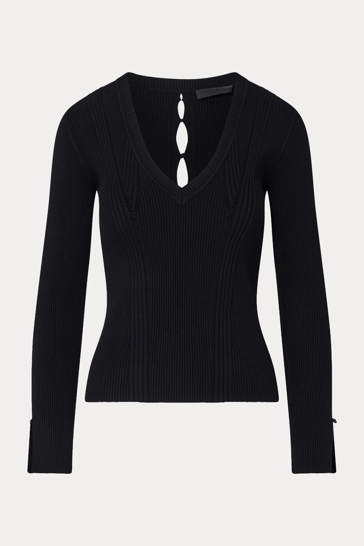 Liu Jo Slim Fit V Yaka Sırt Dekolteli Fitilli Örgü Triko
