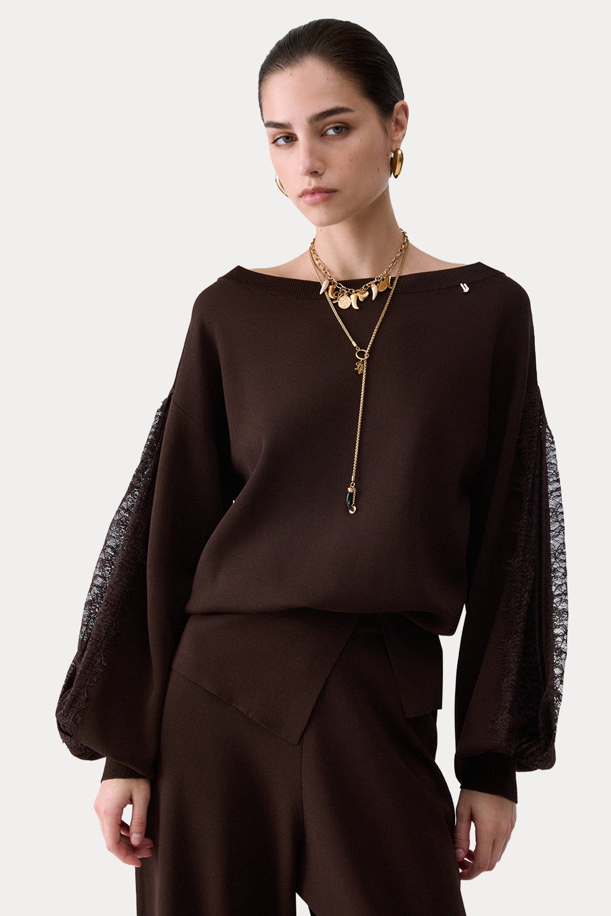 Liu Jo Relaxed Fit İnce Örgü Dantel Detaylı Triko