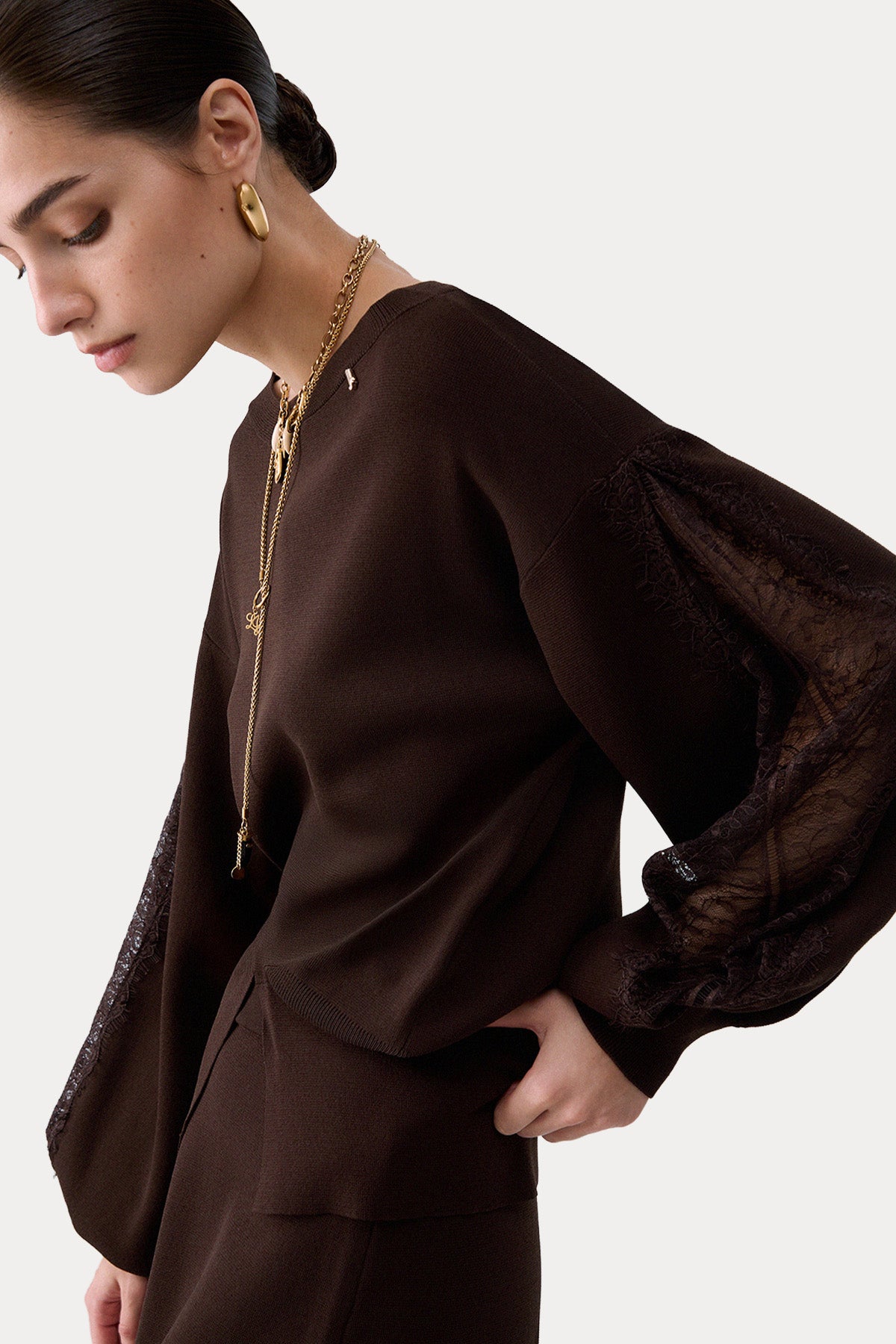 Liu Jo Relaxed Fit İnce Örgü Dantel Detaylı Triko