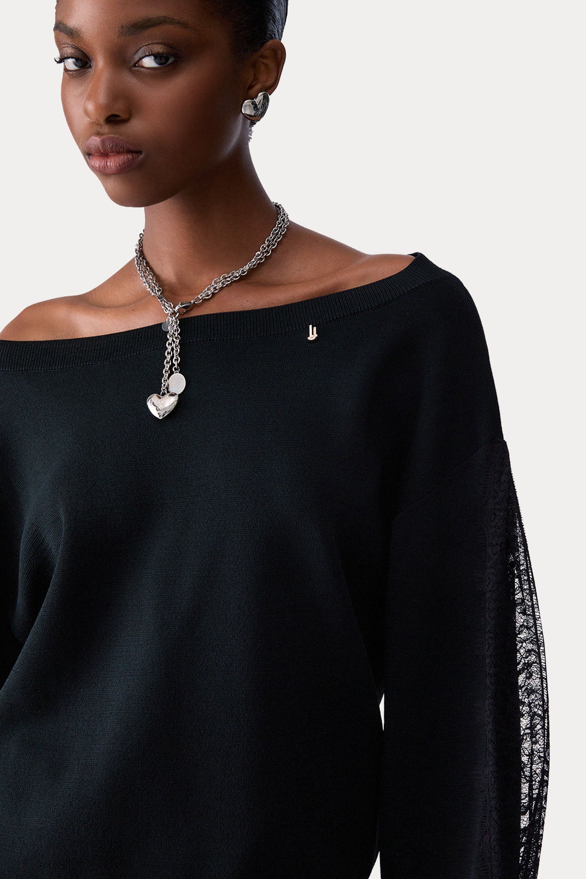 Liu Jo Relaxed Fit İnce Örgü Dantel Detaylı Triko