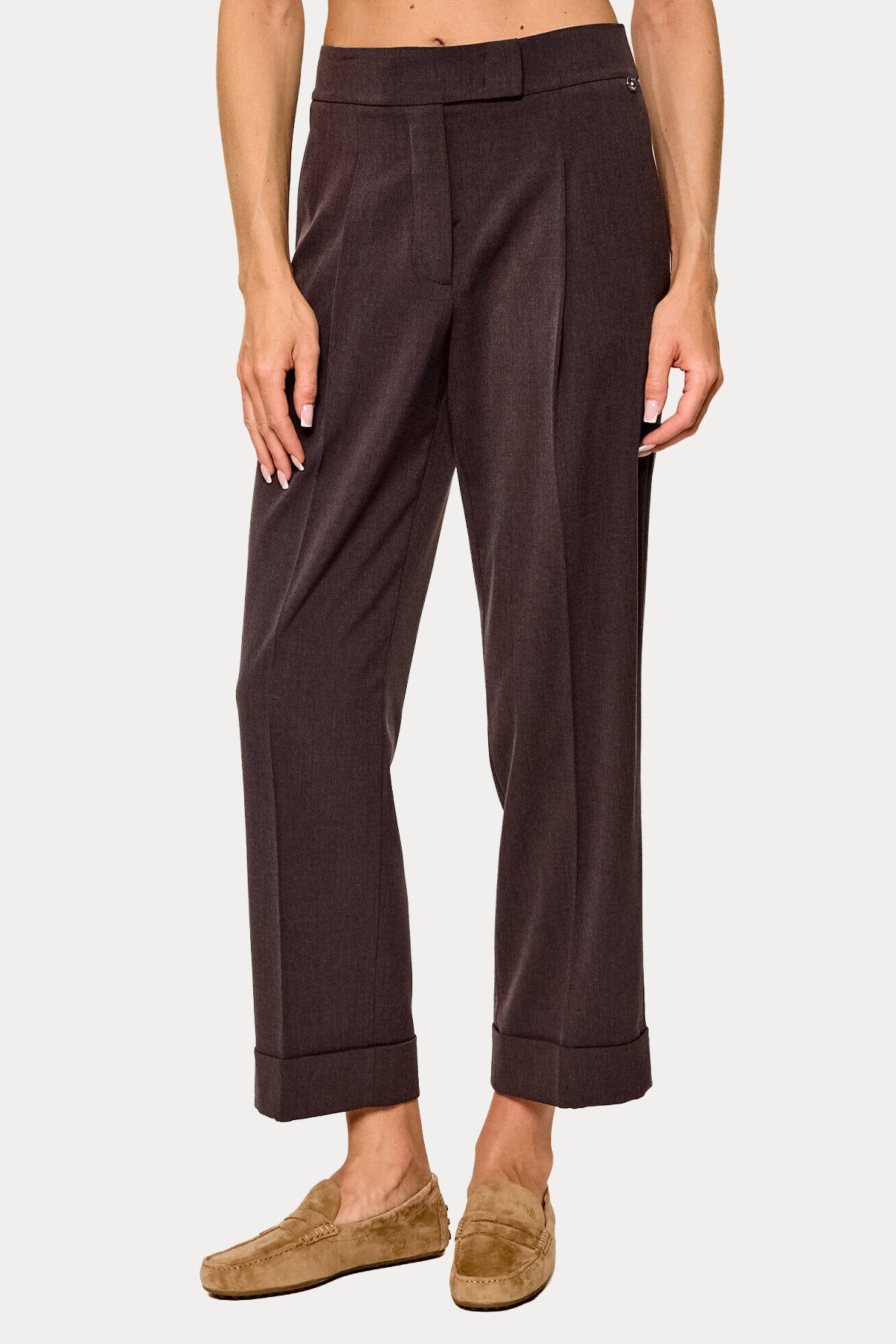 Liu Jo Relaxed Fit Tek Pile Duble Paça Melanj Pantolon