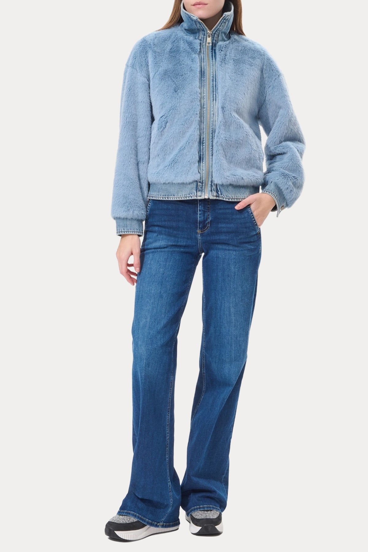 Liu Jo Regular Fit Denim Detaylı Kürk Ceket