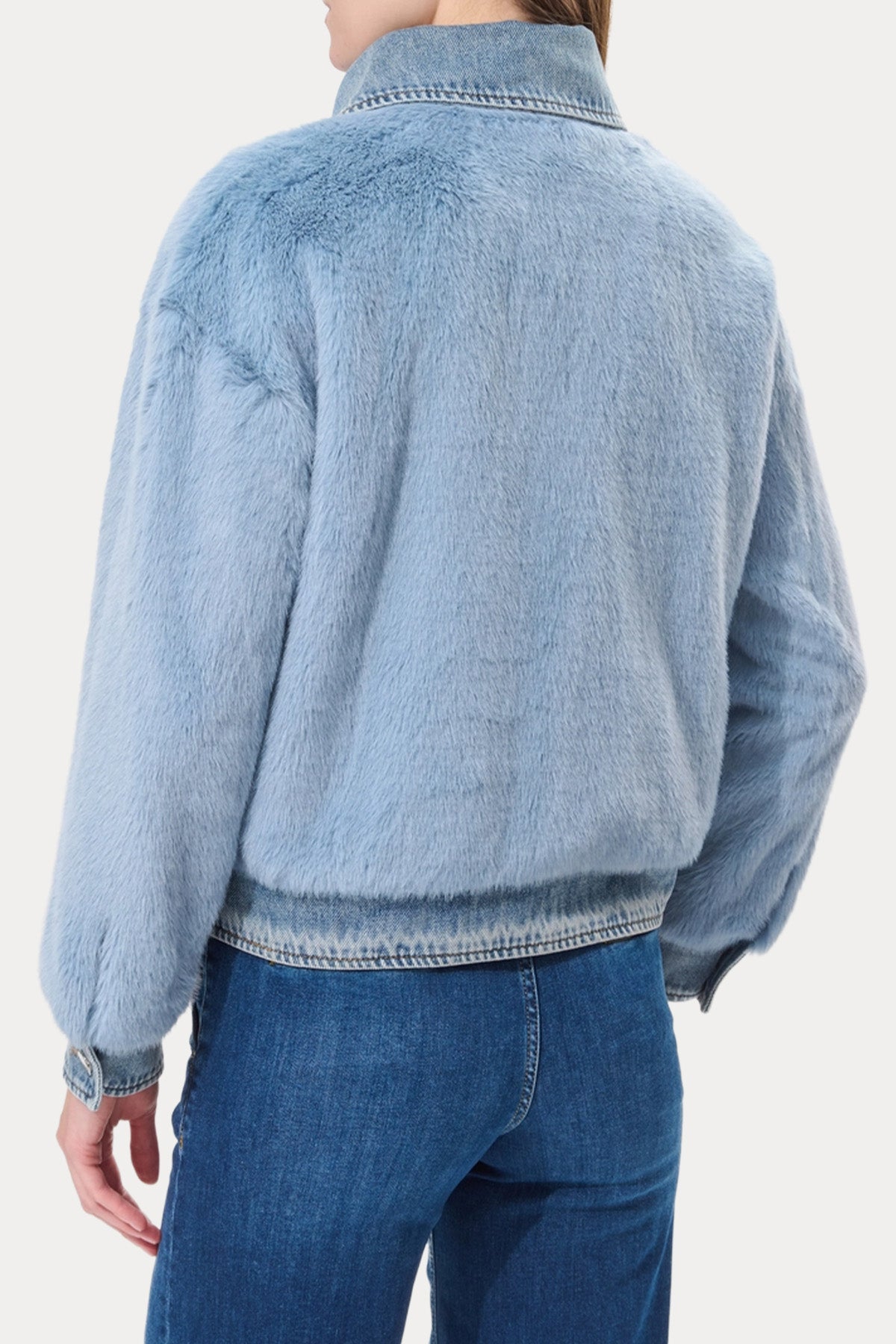 Liu Jo Regular Fit Denim Detaylı Kürk Ceket