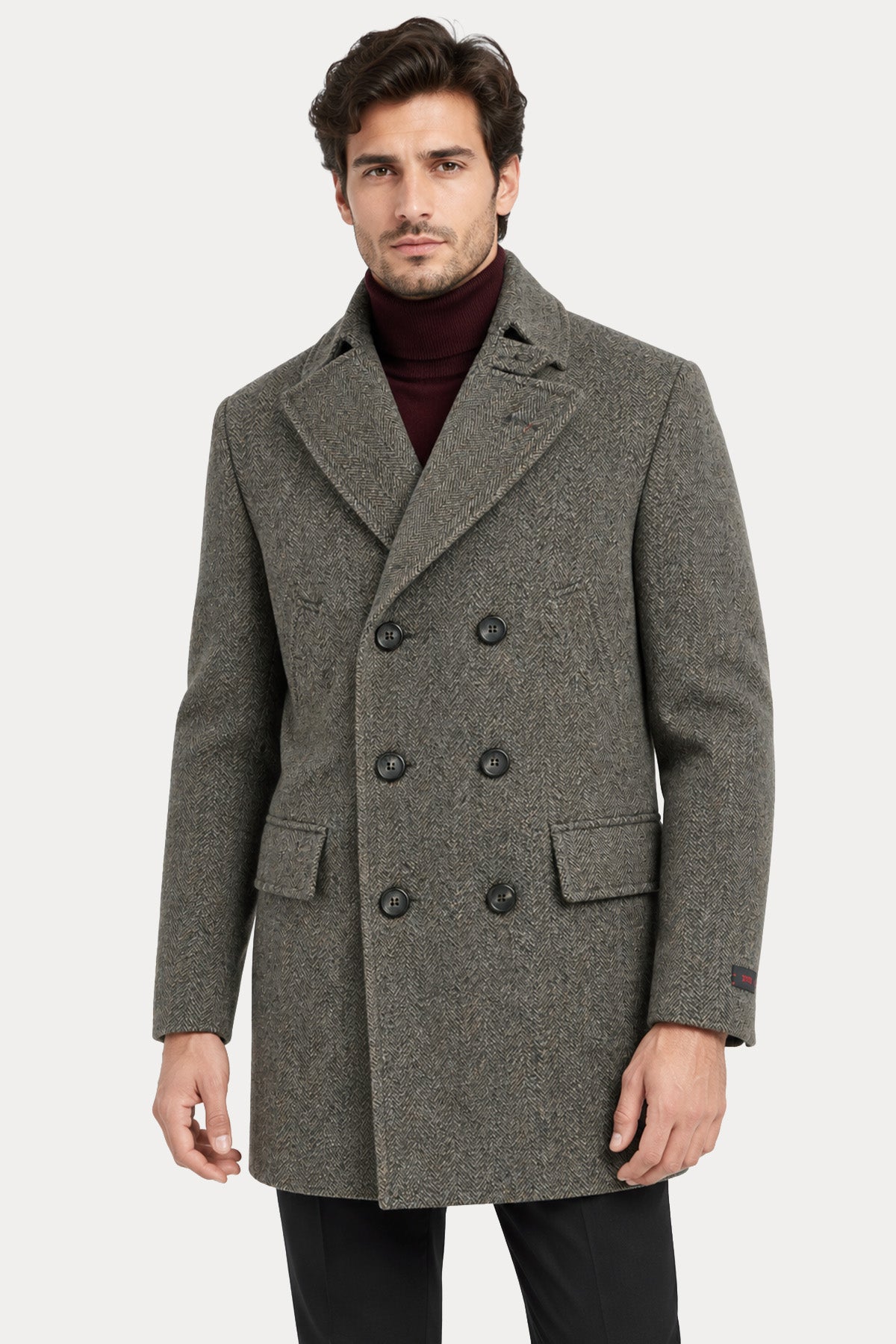 The Gigi Peter Relaxed Fit Balıksırtı Desenli Yün Kaban