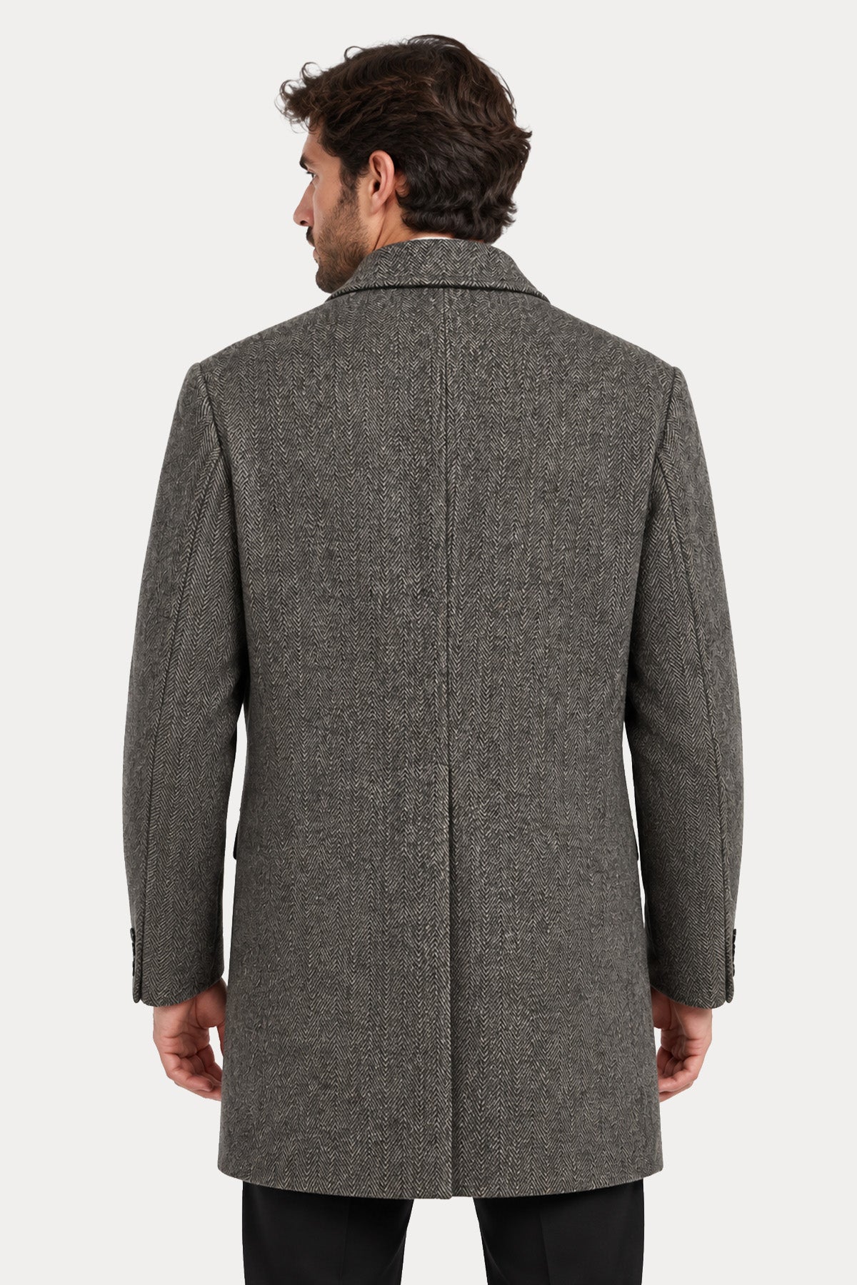 The Gigi Peter Relaxed Fit Balıksırtı Desenli Yün Kaban