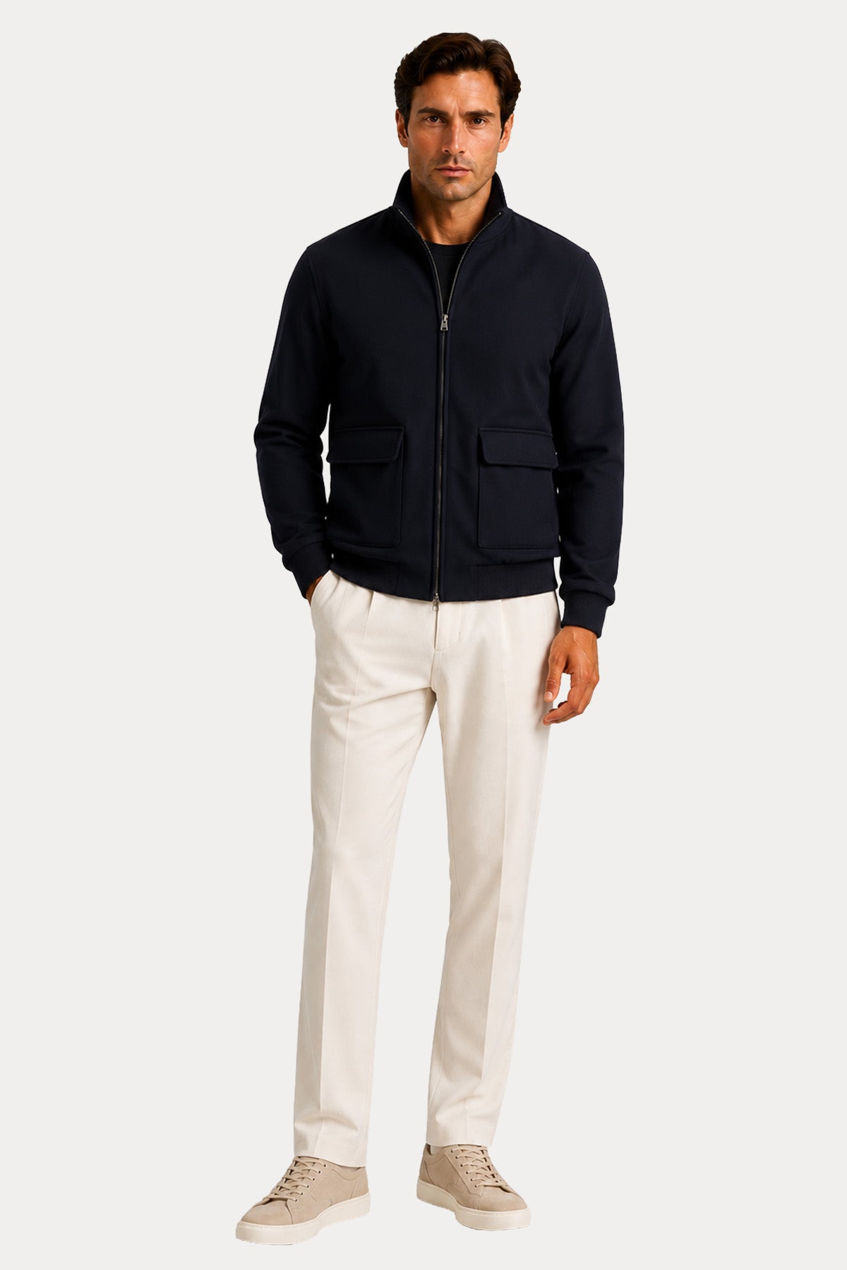 Herno Regular Fit Dik Yaka Yün Bomber Ceket