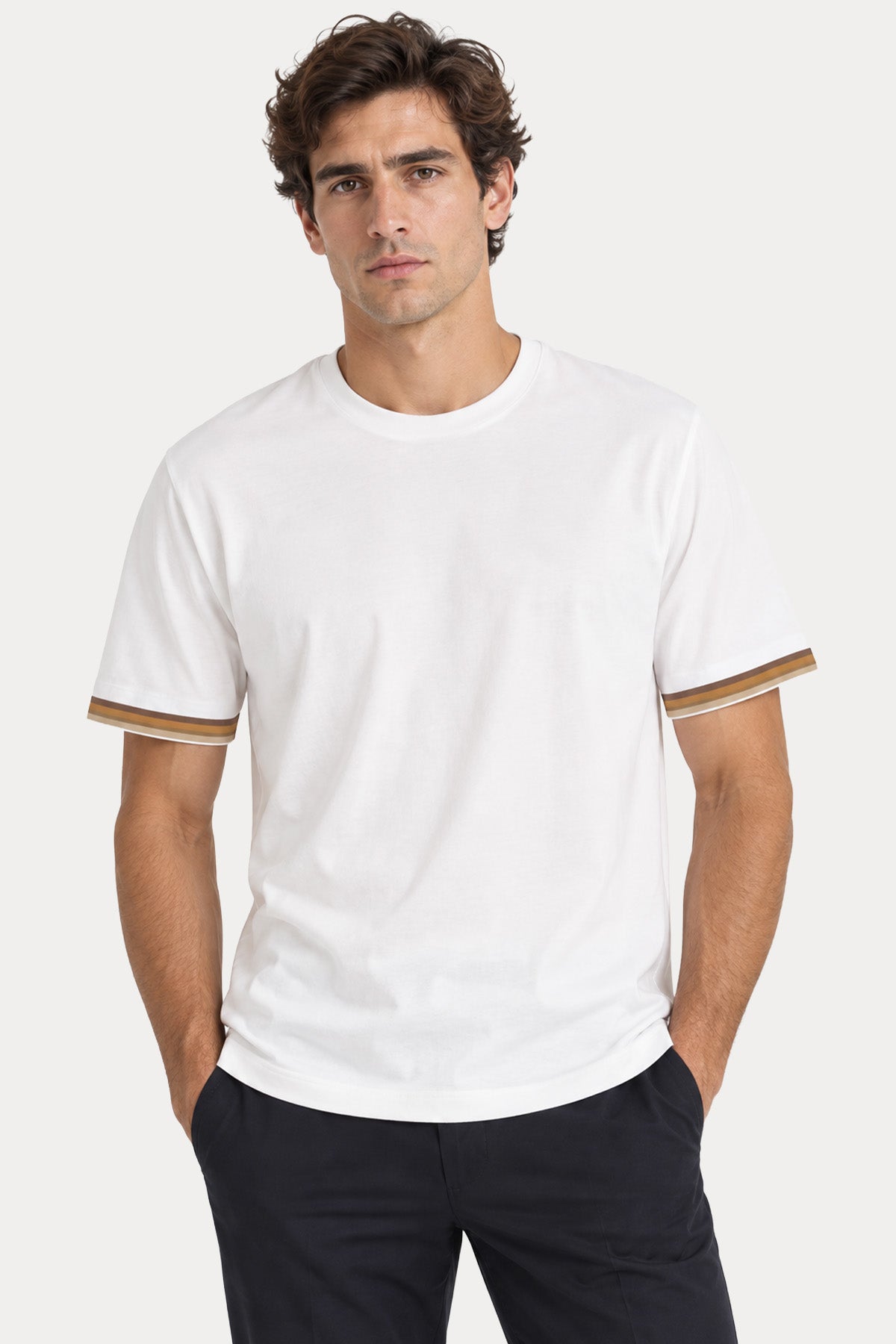 Herno Comfort Fit Şerit Detaylı Yuvarlak Yaka T-shirt