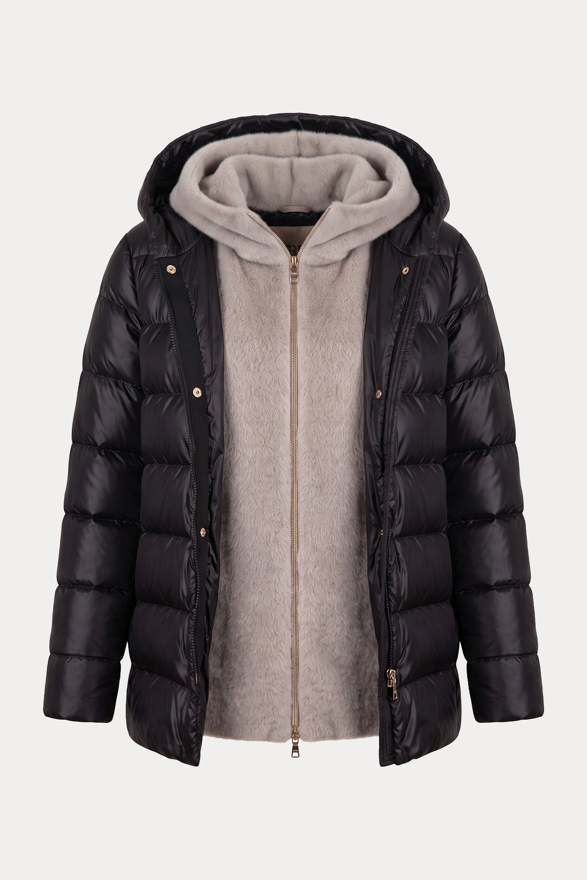 Herno Relaxed Fit Peluş İç Parçalı Kapüşonlu Puffer Mont