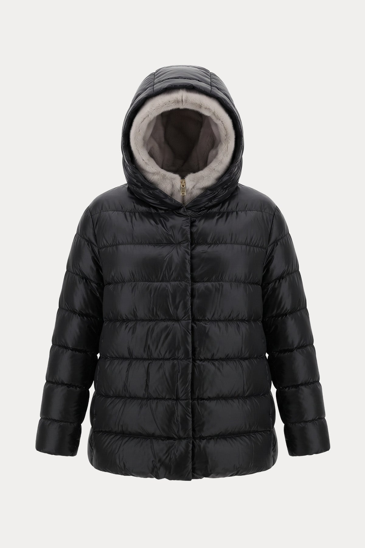 Herno Relaxed Fit Peluş İç Parçalı Kapüşonlu Puffer Mont
