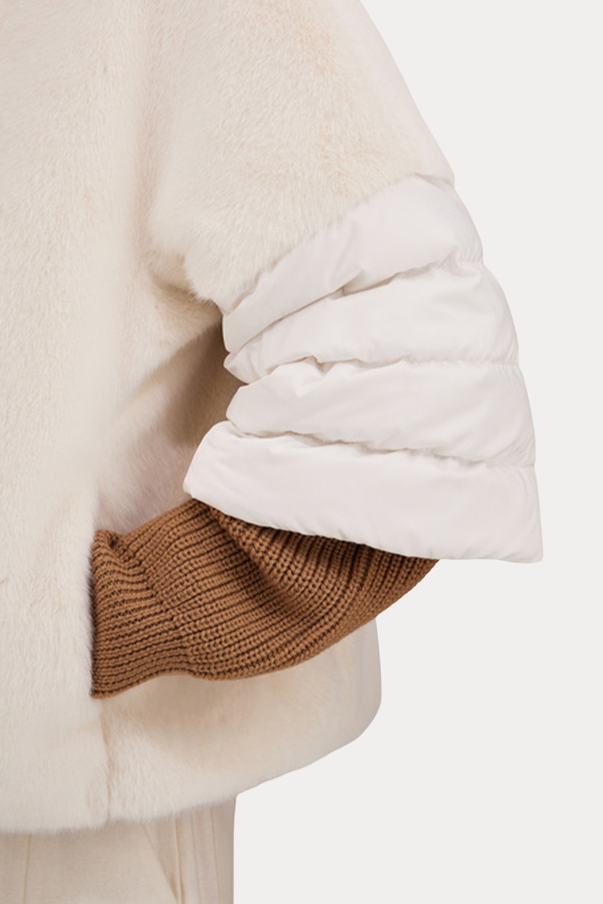 Herno Kolları Puffer Dik Yaka Peluş Ceket