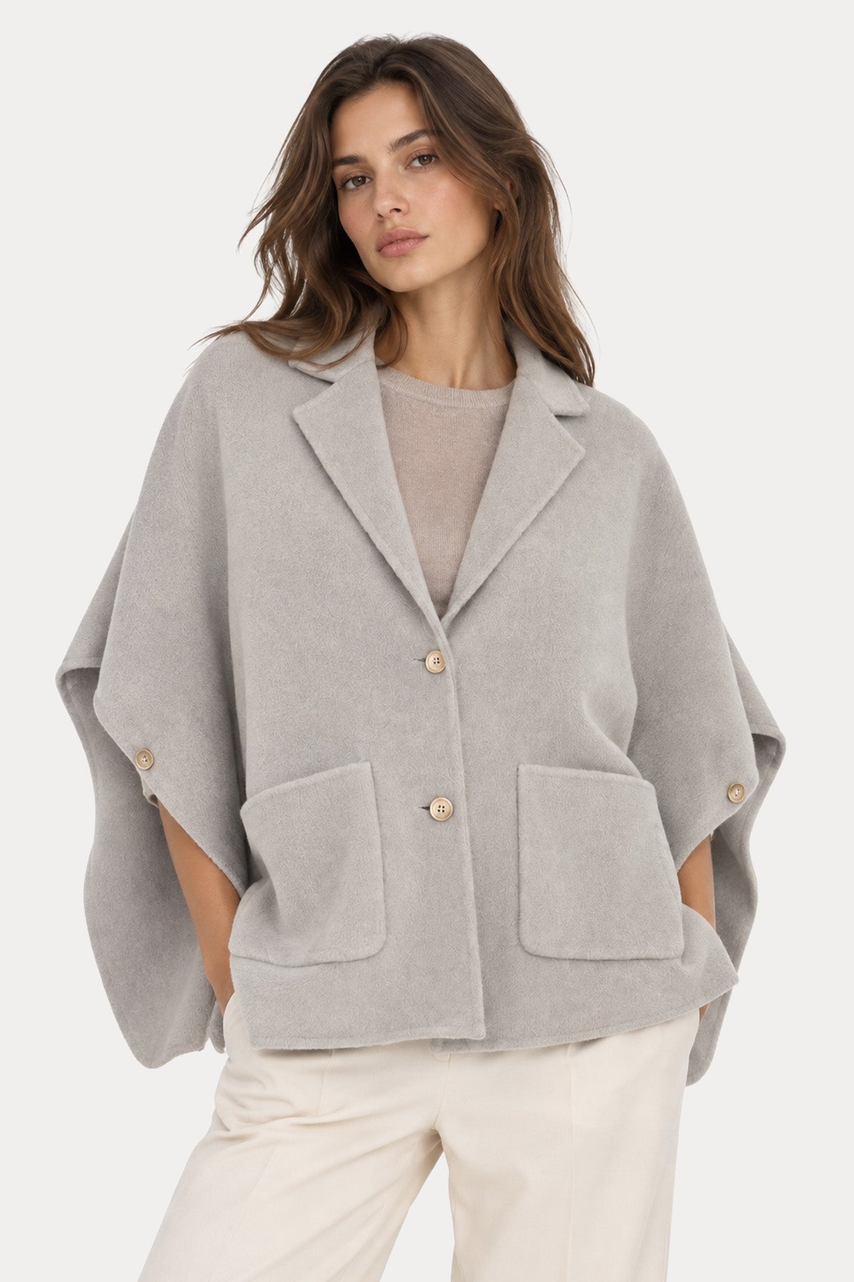 Herno Relaxed Fit Yün Pelerin Ceket