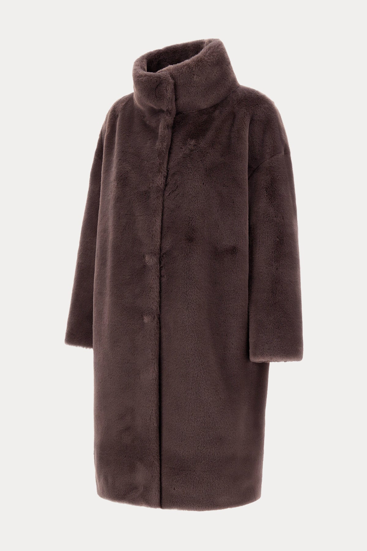 Herno Relaxed Fit Dik Yaka Peluş Kaban