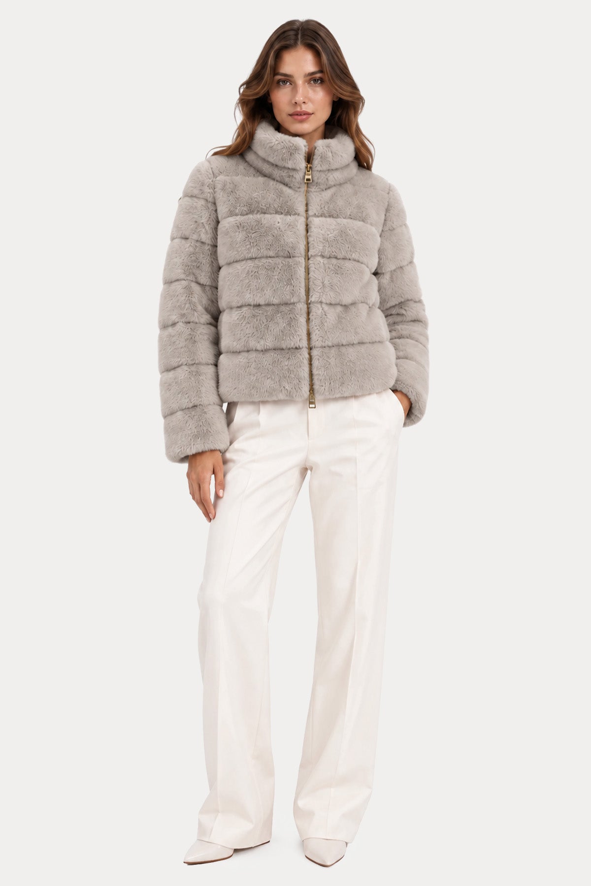 Herno Regular Fit Dik Yaka Peluş Puffer Mont
