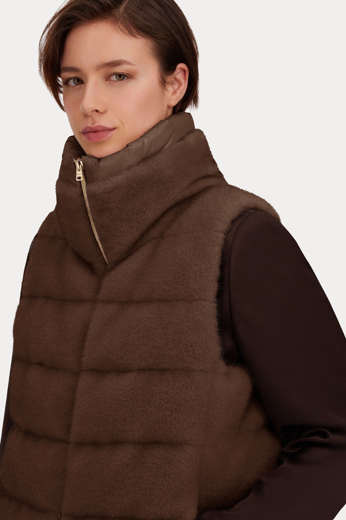 Herno Regular Fit Dik Yaka Peluş Puffer Yelek