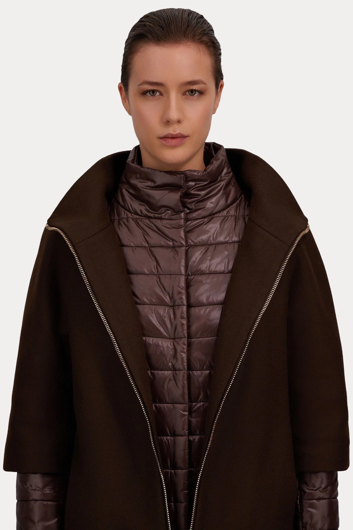 Herno Relaxed Fit Demonte İç Parçalı Puffer Yün Kaban