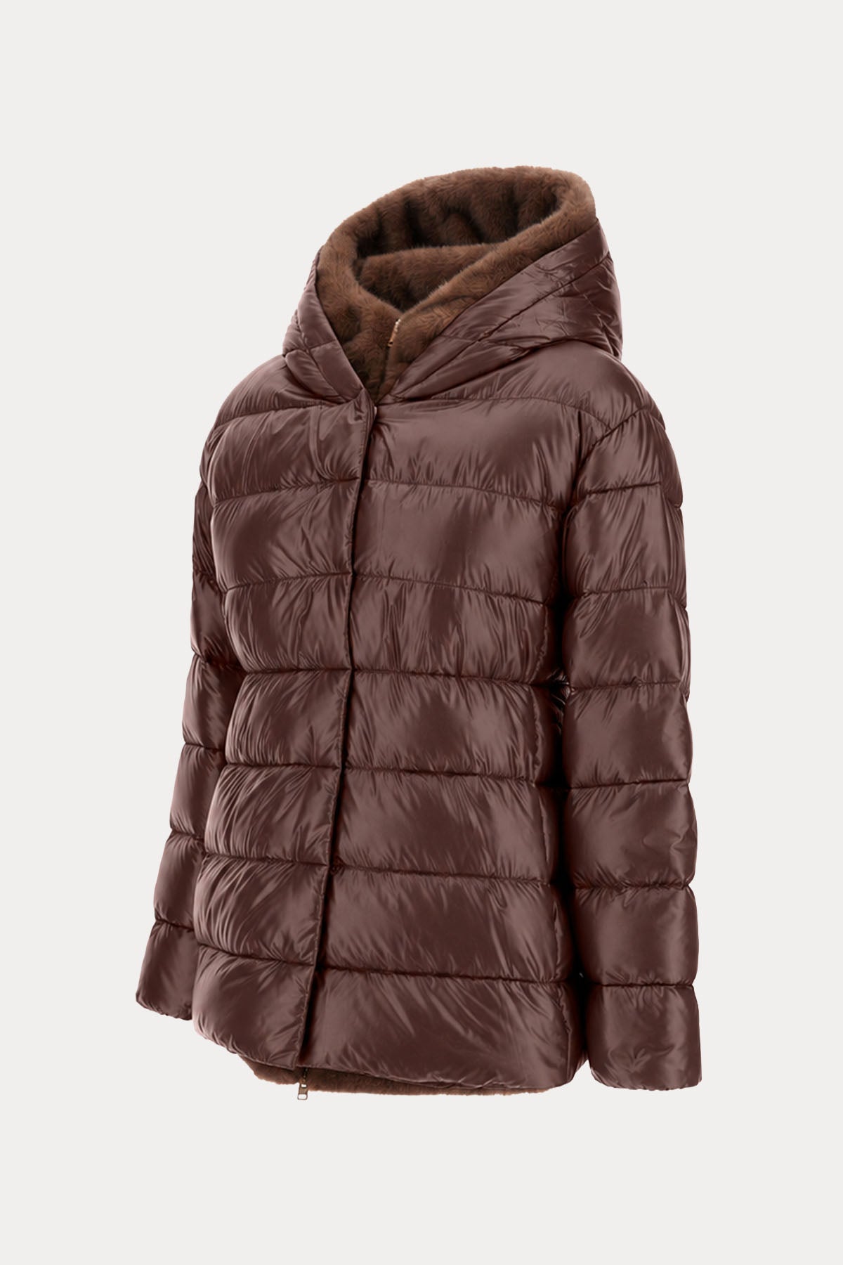 Herno Relaxed Fit Peluş İç Parçalı Kapüşonlu Puffer Mont
