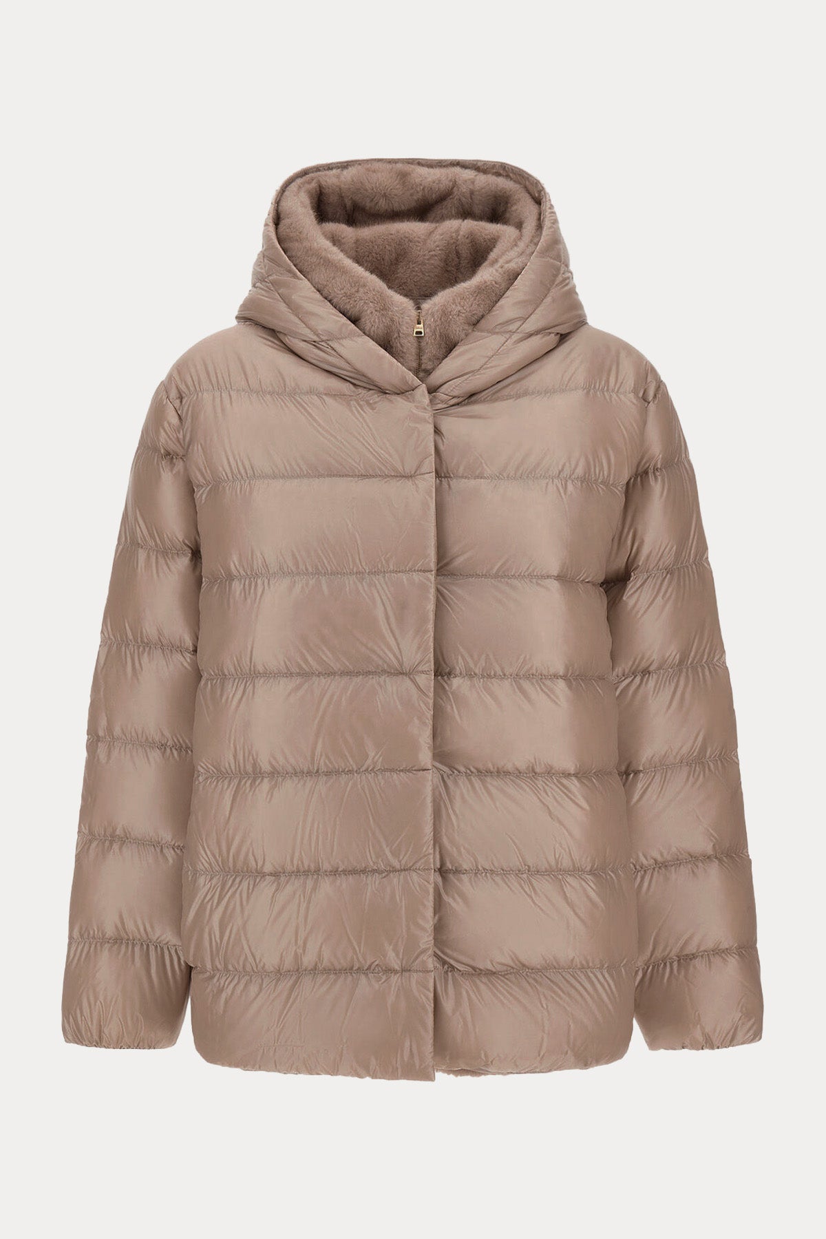 Herno Relaxed Fit Peluş İç Parçalı Kapüşonlu Puffer Mont