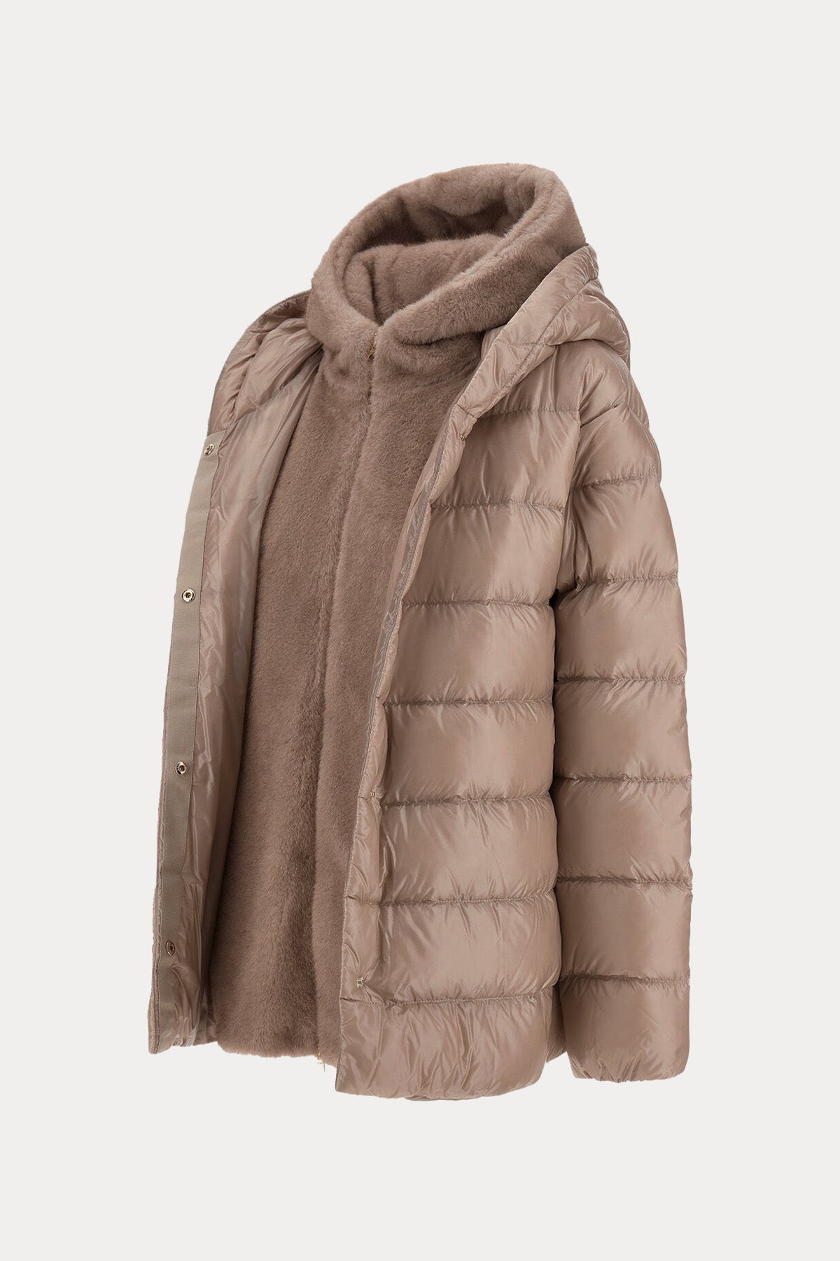 Herno Relaxed Fit Peluş İç Parçalı Kapüşonlu Puffer Mont