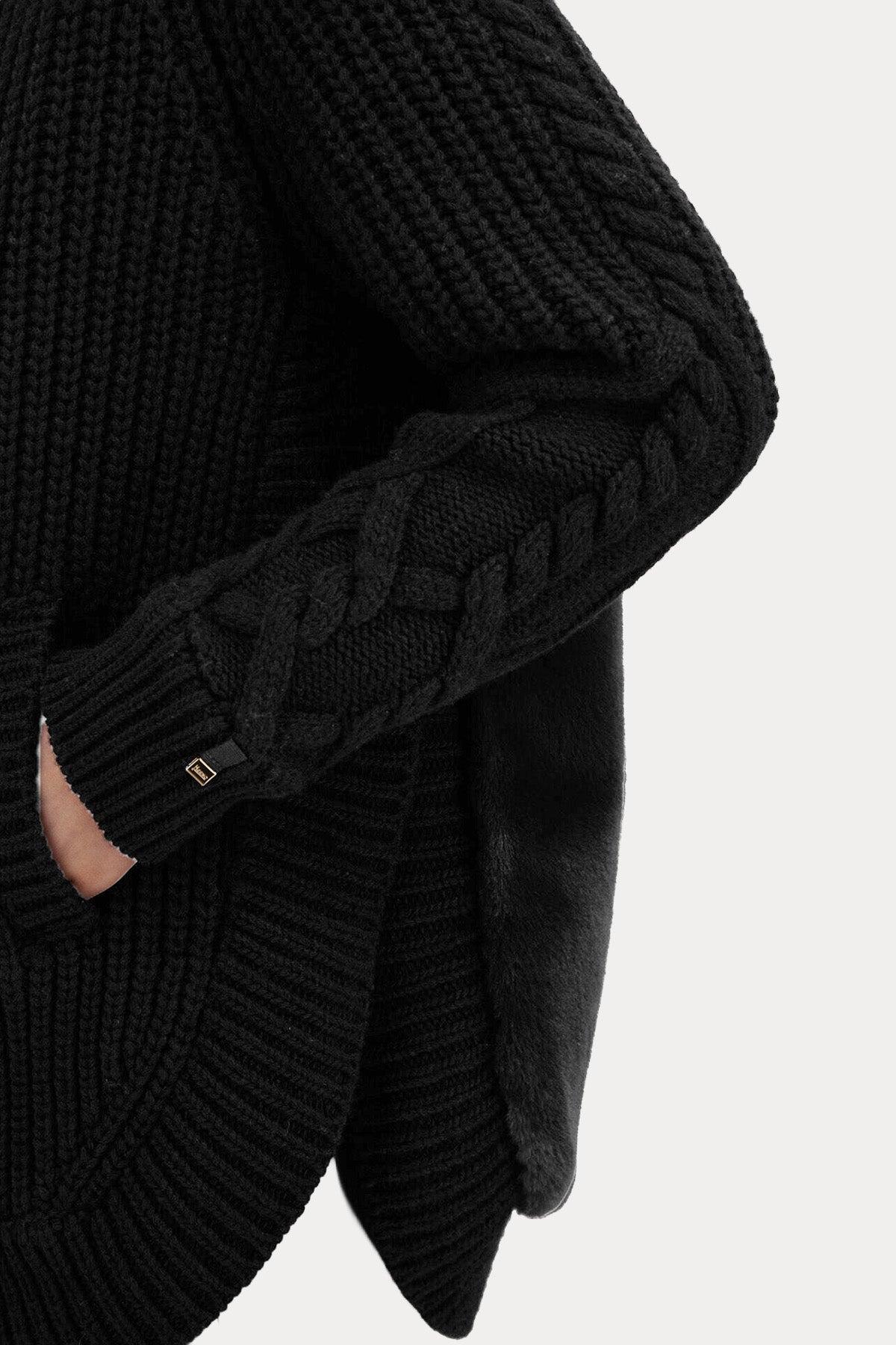 Herno Regular Fit Peluş Dik Yaka Örgü Yün Ceket