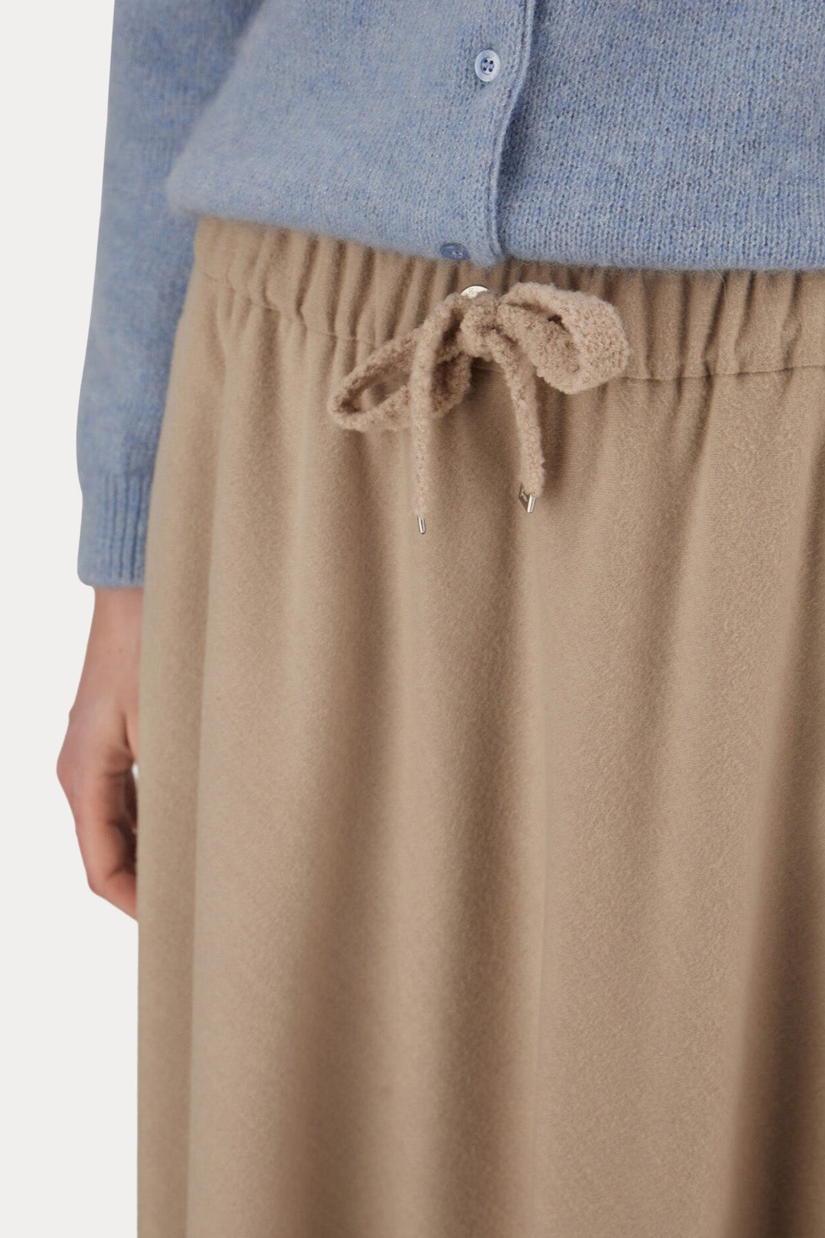 Herno Regular Fit Beli Lastikli Midi Yün Etek