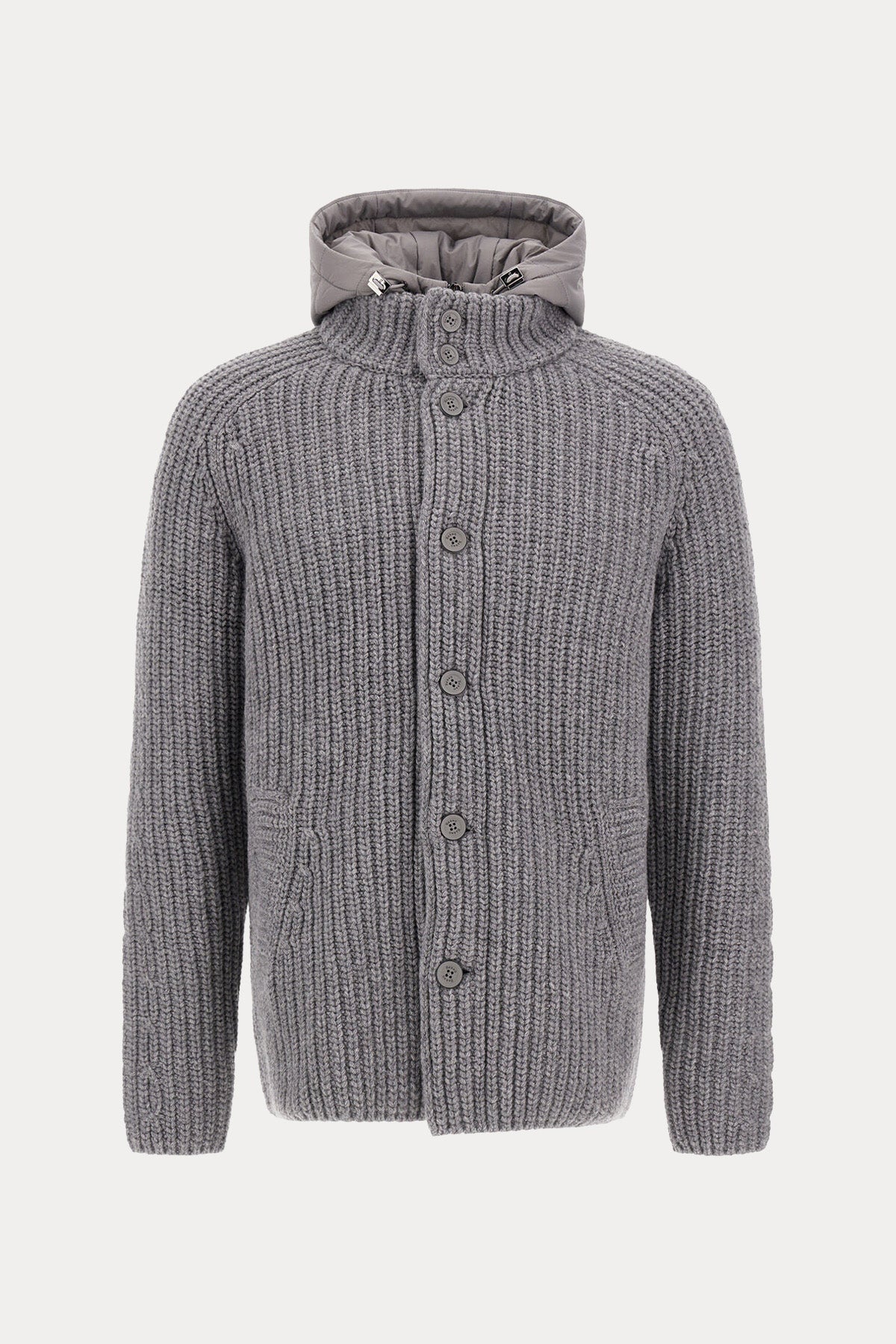 Herno Regular Fit Kapüşonlu Puffer İç Parçalı Örgü Yün Ceket