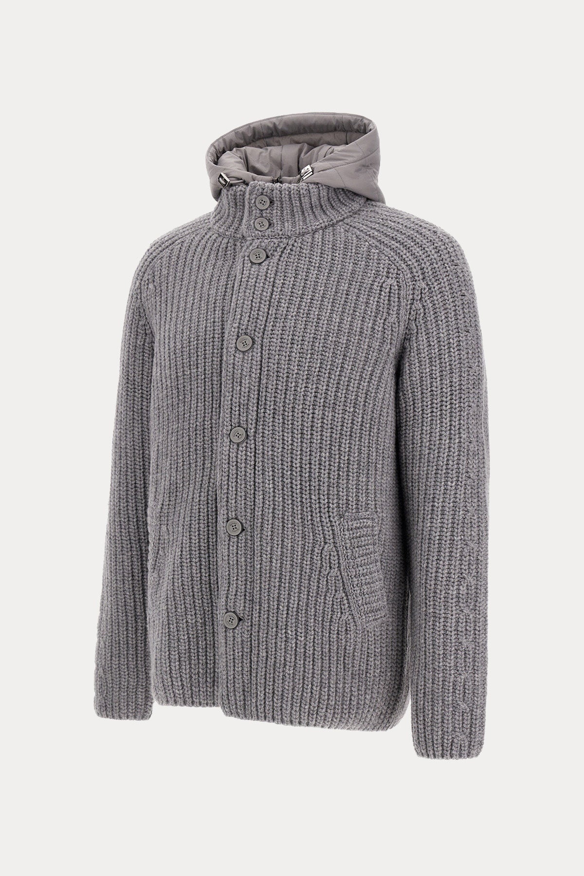 Herno Regular Fit Kapüşonlu Puffer İç Parçalı Örgü Yün Ceket