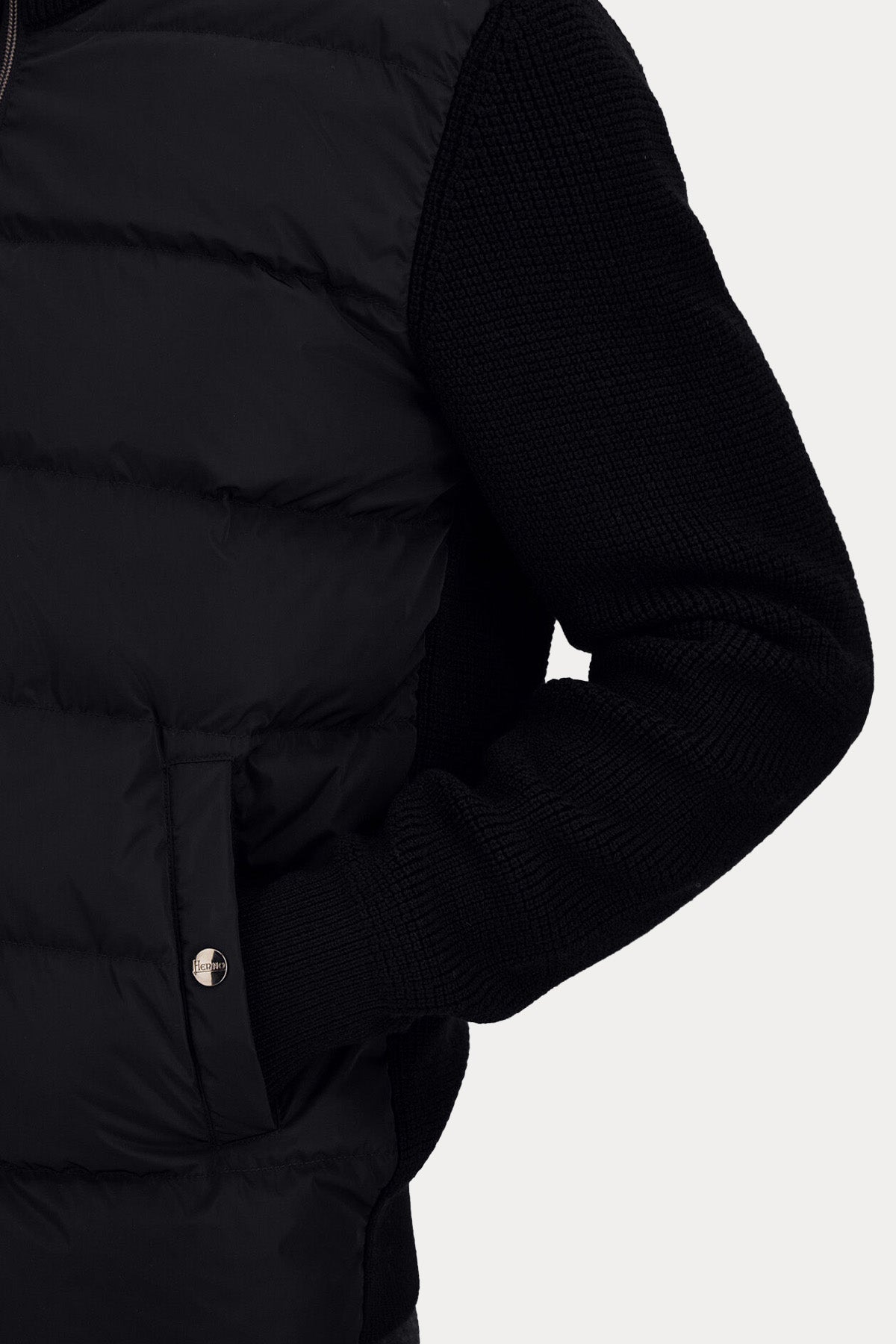 Herno Regular Fit Dik Yaka Örgü Yün Puffer Ceket