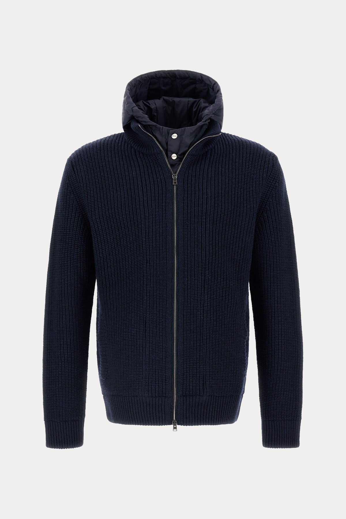 Herno Regular Fit Kapüşonlu Puffer İç Parçalı Örgü Yün Ceket