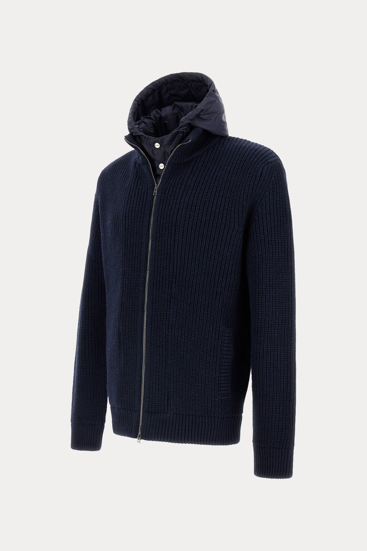 Herno Regular Fit Kapüşonlu Puffer İç Parçalı Örgü Yün Ceket