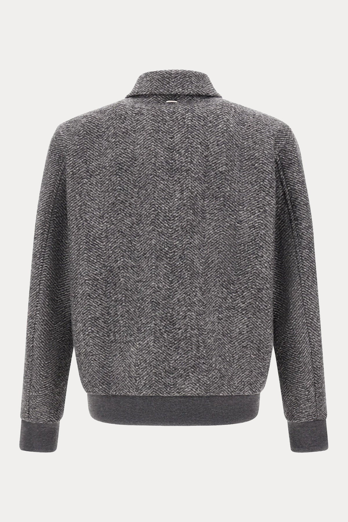 Herno Regular Fit Balıksırtı Desenli Yün Bomber Ceket