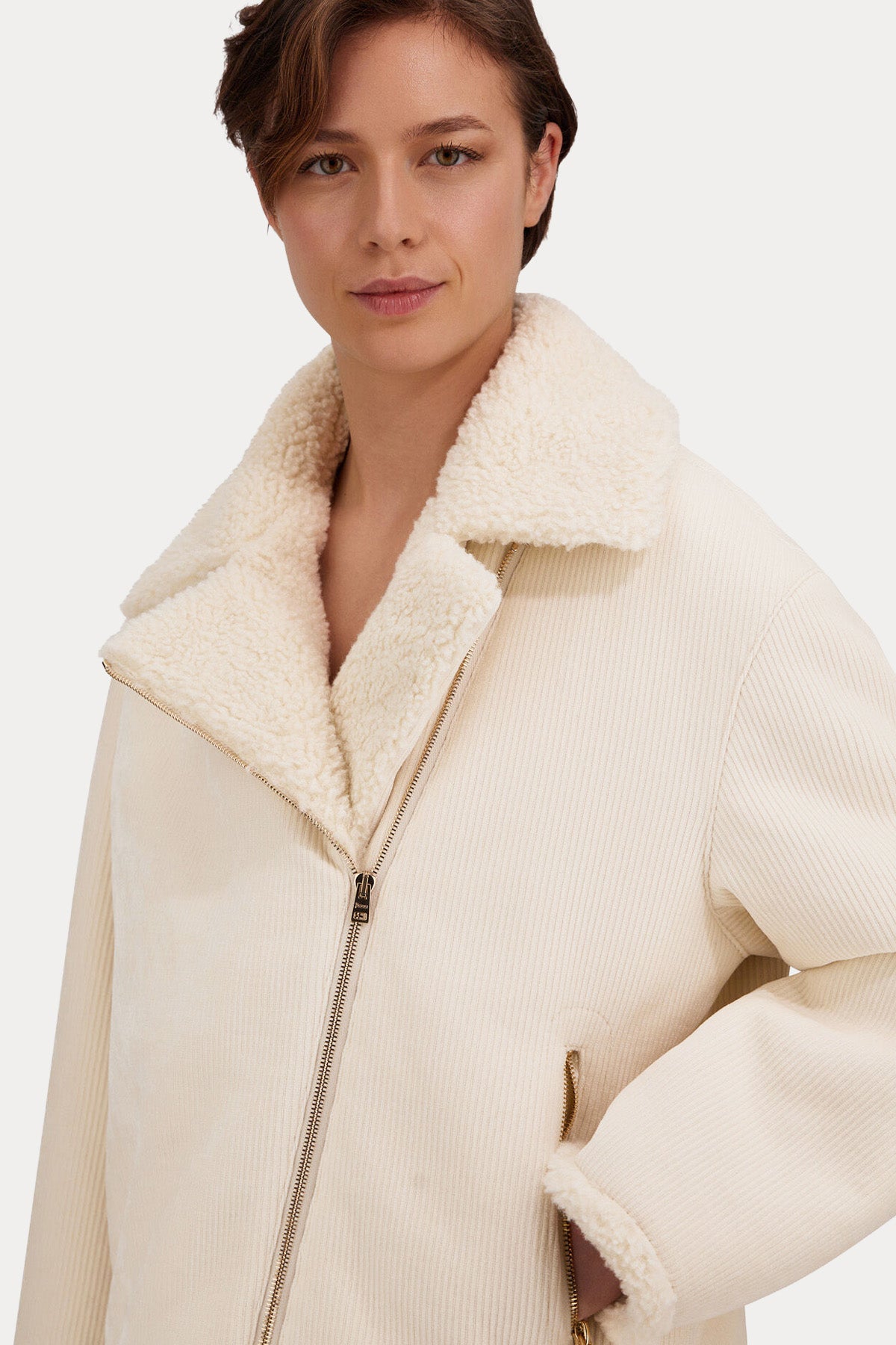 Herno Regular Fit Shearling Efektli Fitilli Kadife Ceket