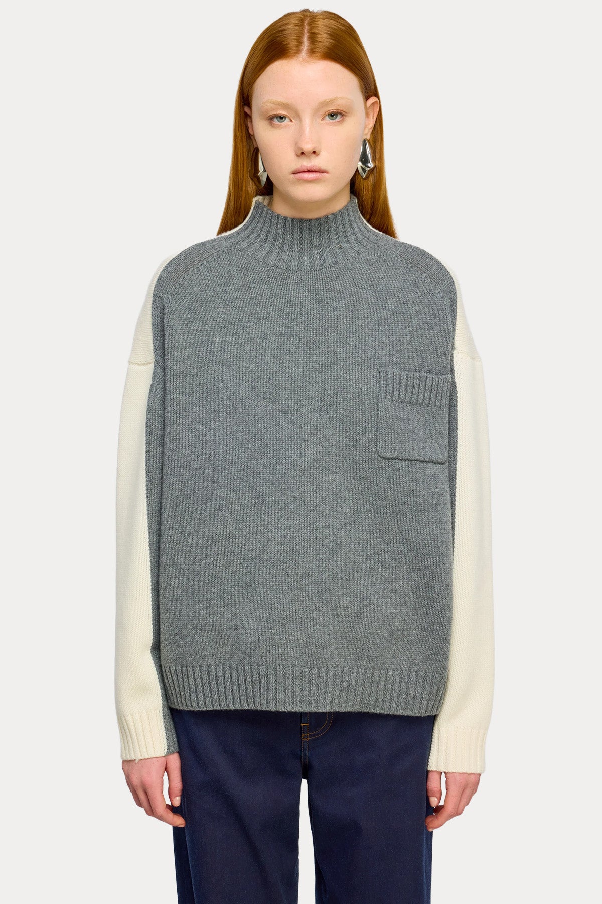 Semicouture Relaxed Fit Dik Yaka Kaşmir Örgü Yün Triko