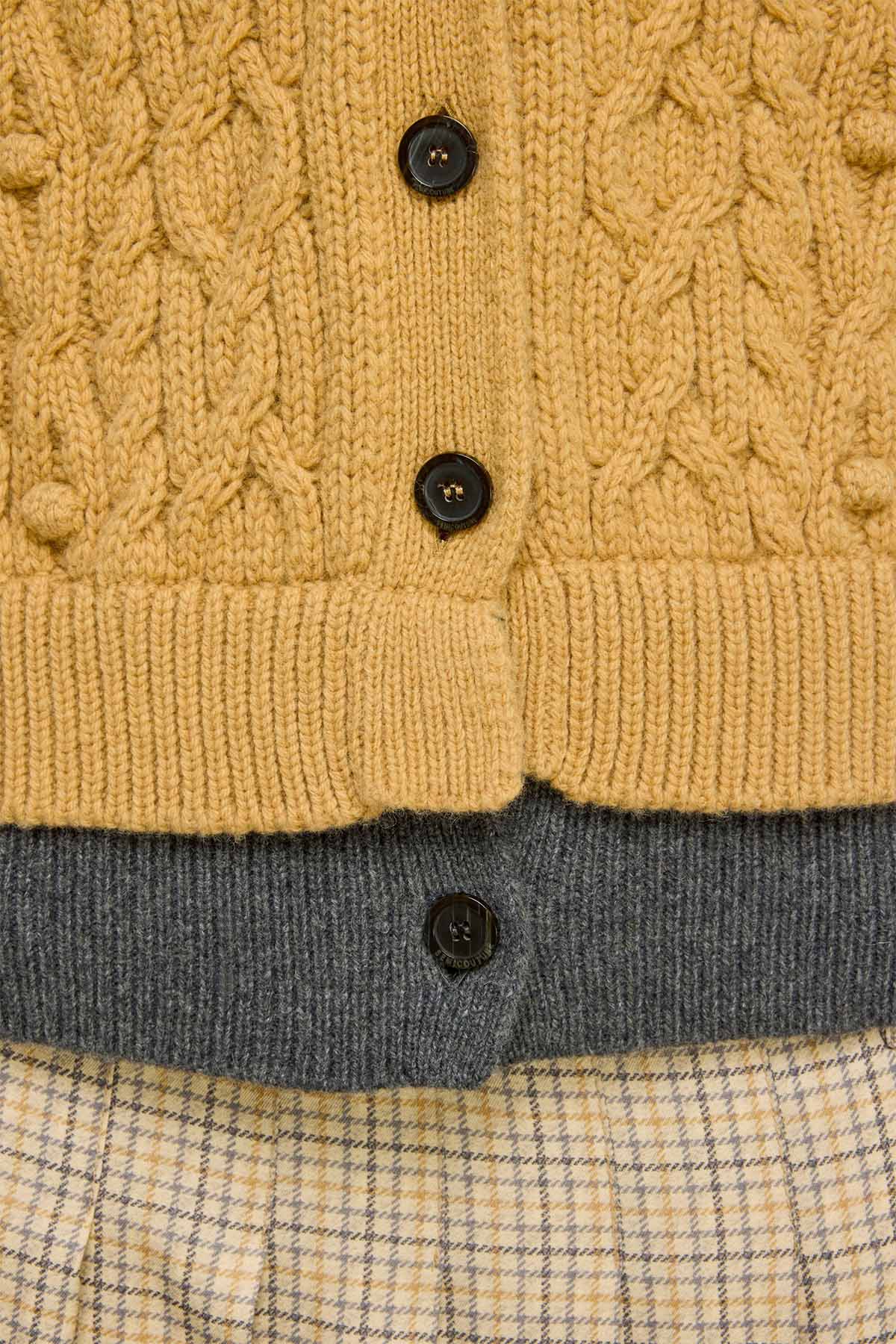Semicouture Comfort Fit V Yaka Saç Örgü Yün Triko